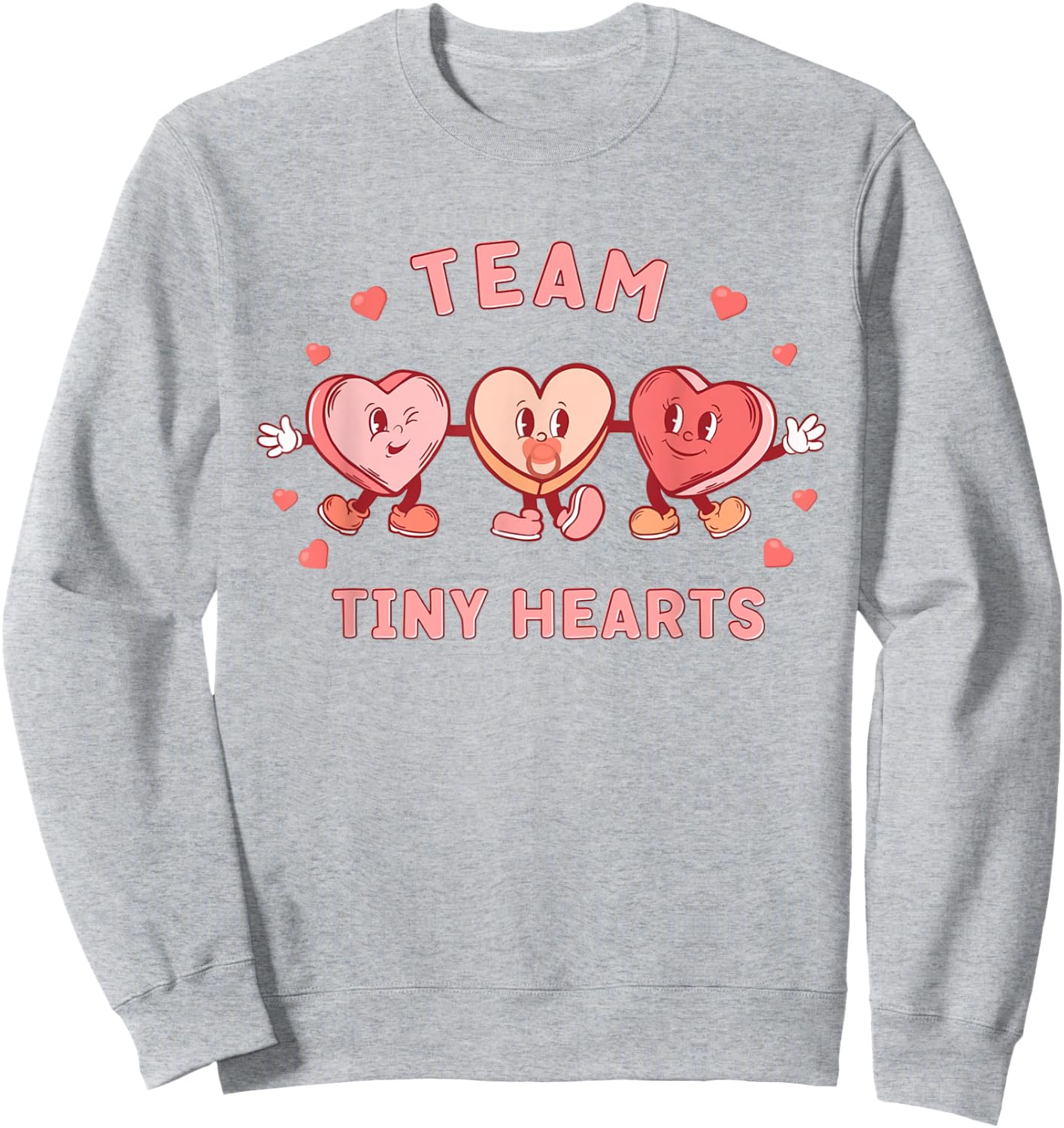 Retro Team Tiny Hearts Nurse Valentines Peds Cardiac Nurse Sweatshirt - Sweatshirt | Ash