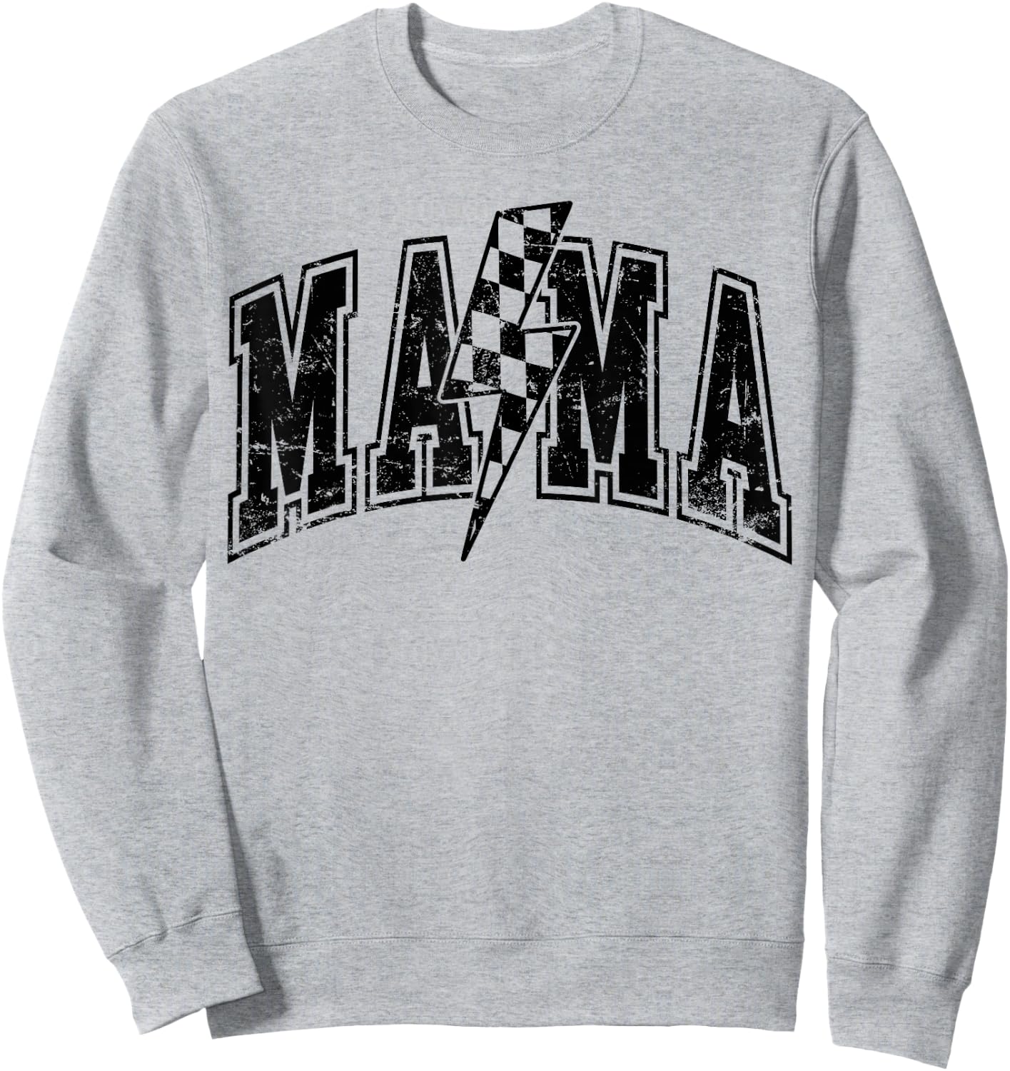 Mama Lightning Bolt Checkered Mother's Day Varsity For Mom Sweatshirt - Sweatshirt | Ash