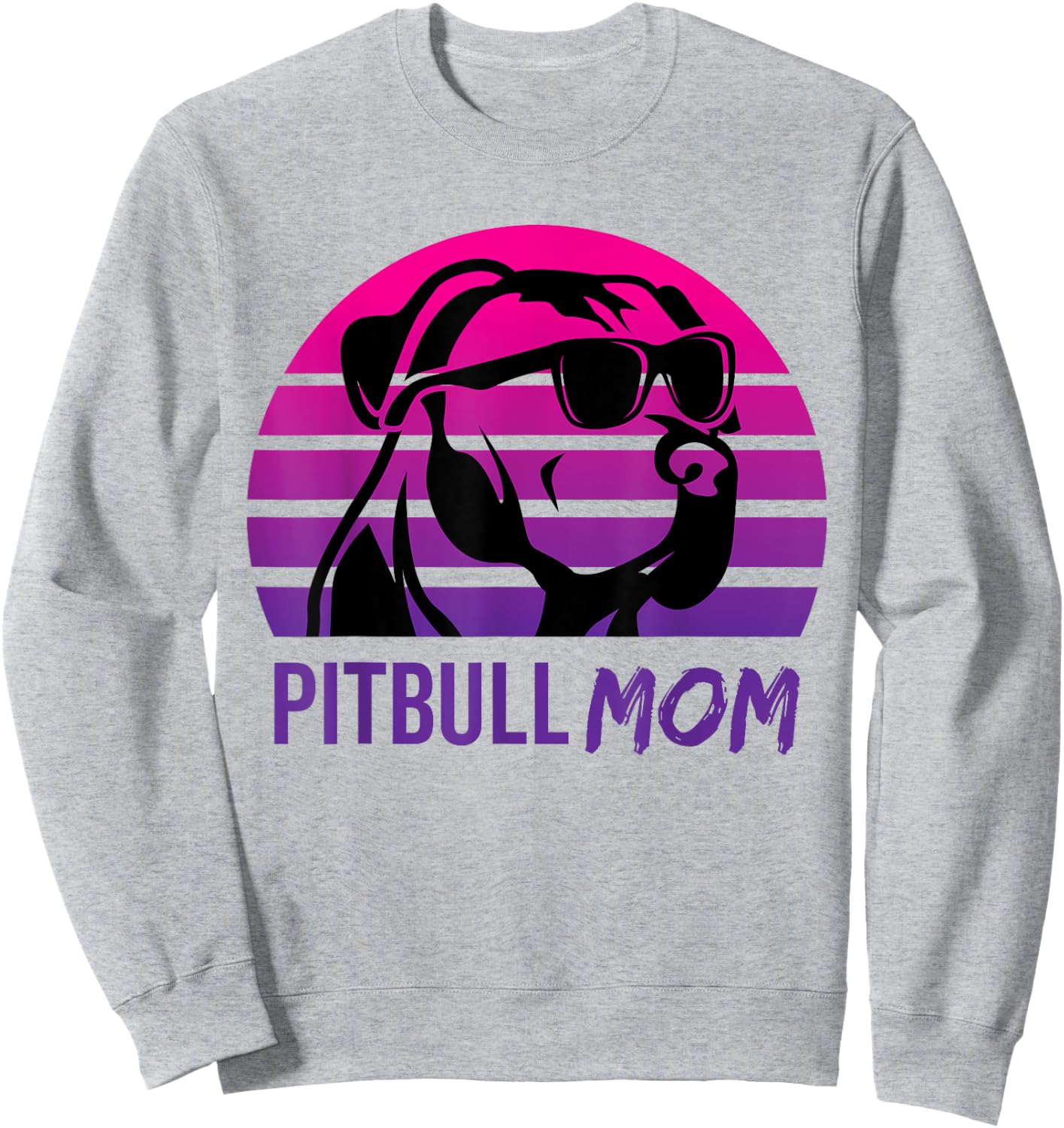 Pitbull Mom Funny Retro 80s Pitbull Dog Sweatshirt - Sweatshirt | Ash