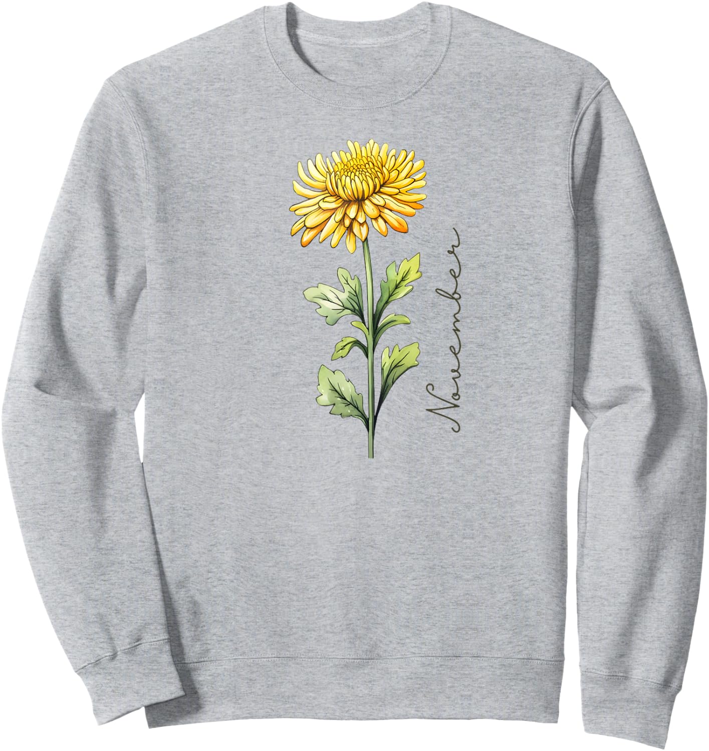November Birthday Chrysanthemum Birth Flower Sweatshirt - Sweatshirt | Ash