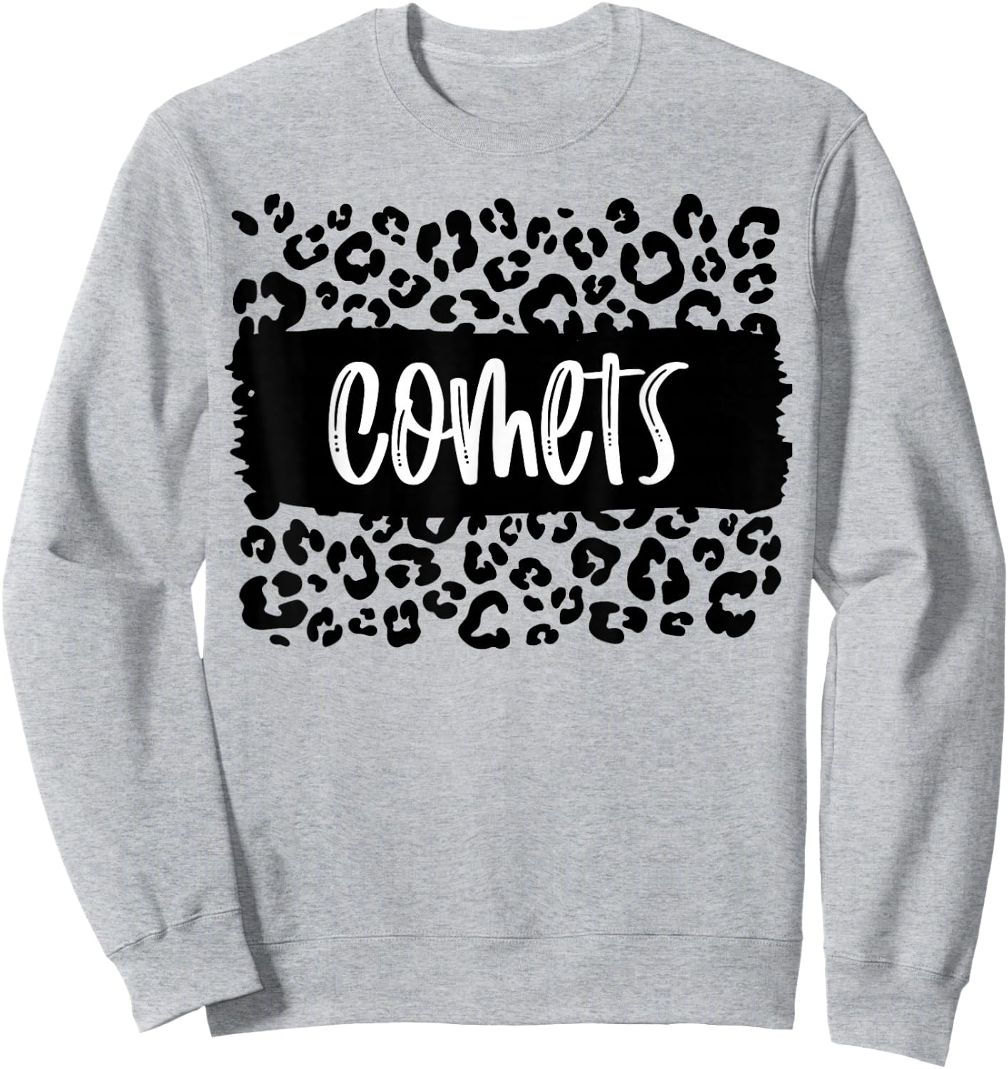 Comets Team Mascot School Spirit Game Night Leopard Print Sweatshirt - Sweatshirt | Ash