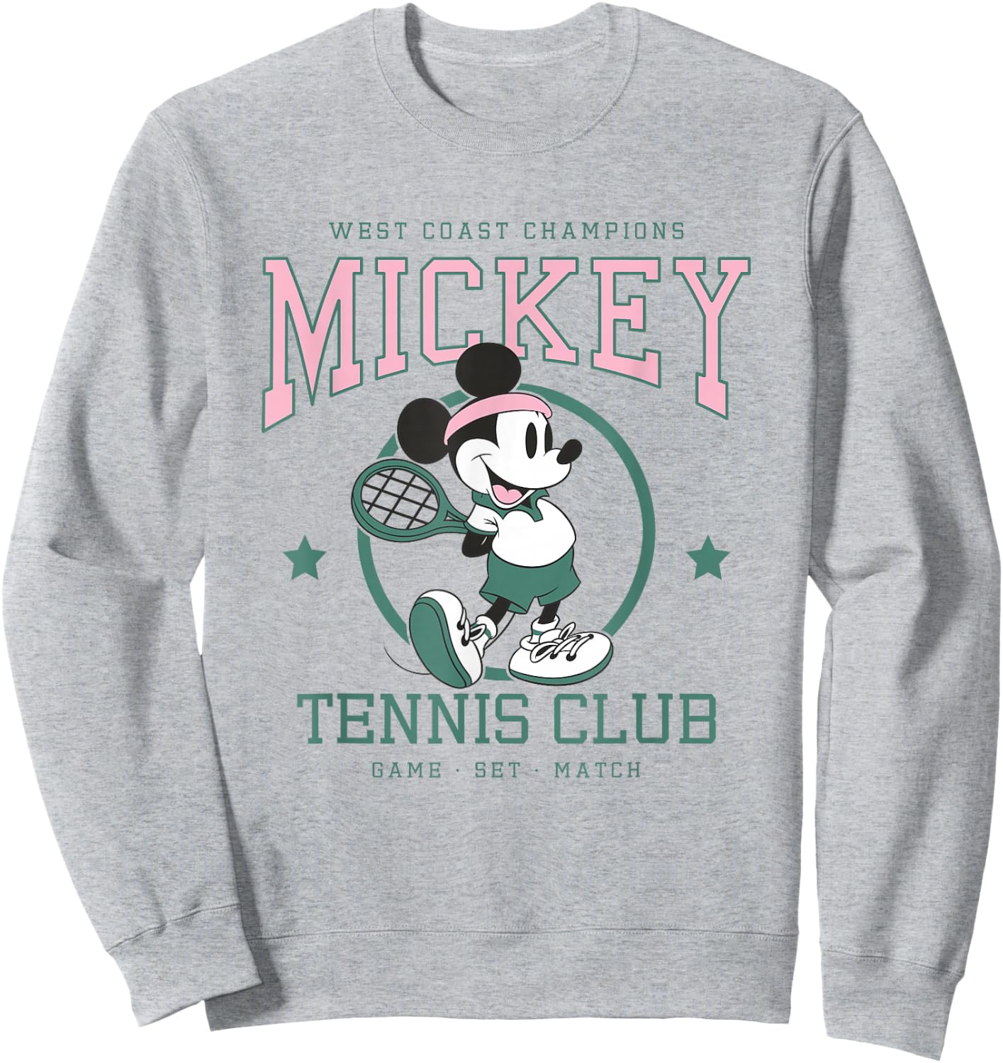 Disney Mickey and Friends Retro Tennis Club Game Set Match Sweatshirt - Sweatshirt | Ash