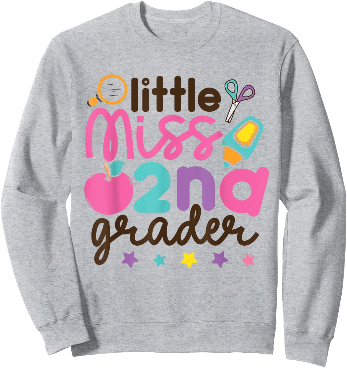 Little Miss 2nd Grade First Day of Second Grade Cute Girls Sweatshirt - Sweatshirt | Ash