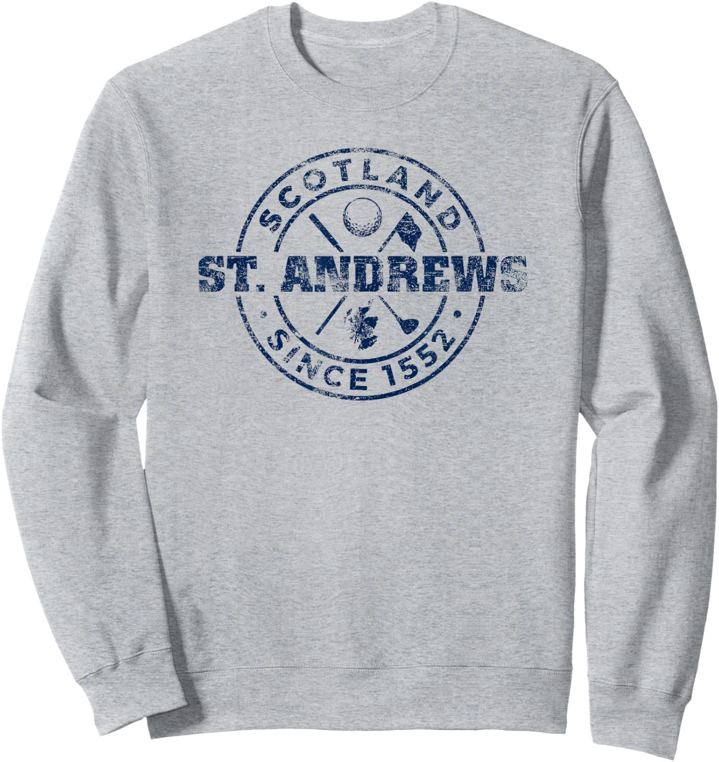 St. Andrews Scotland Golf 1552 Navy Imprint Distressed Sweatshirt - Sweatshirt | Ash
