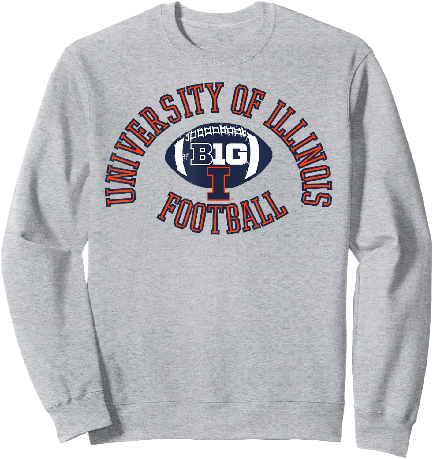 Elite Authentics -Adults & Kids Grey Illinois Fighting Illini Big 10 Football Sweatshirt - Sweatshirt | Ash