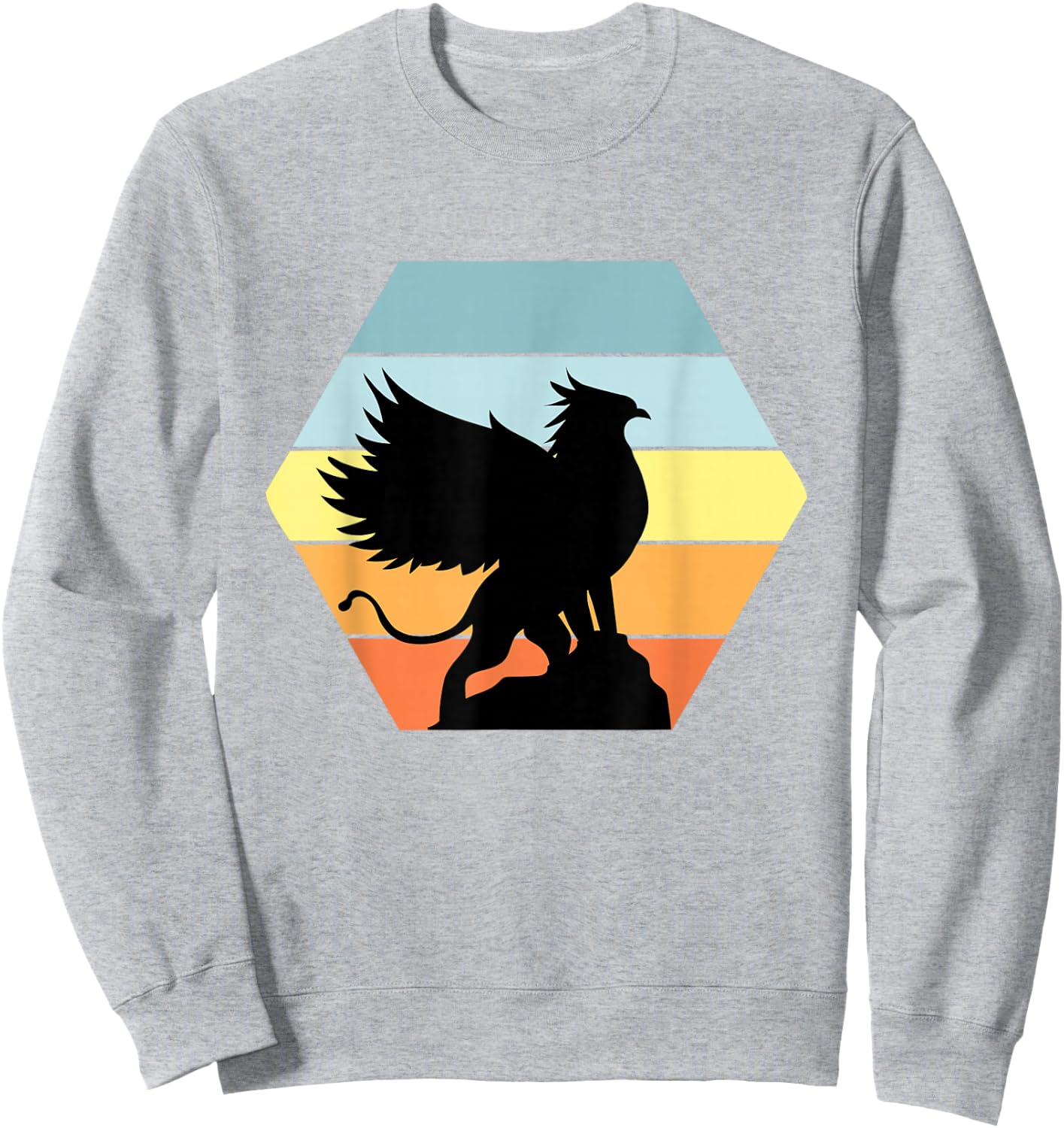 Griffin Retro Vintage Sunset Lion Eagle Mythical Creature Sweatshirt - Sweatshirt | Ash