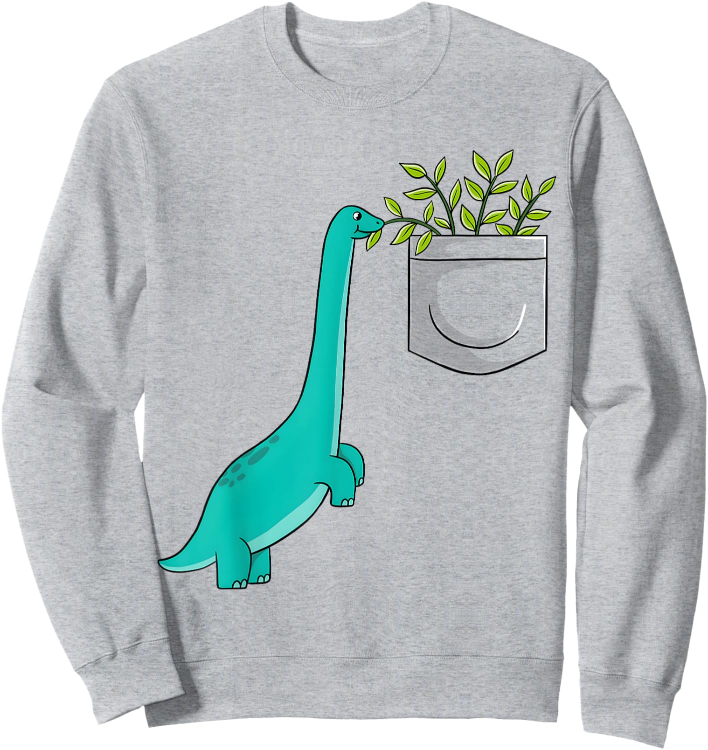 Cute Dinosaur Plants In Pocket Funny Pocket Dinosaur Sweatshirt - Sweatshirt | Ash