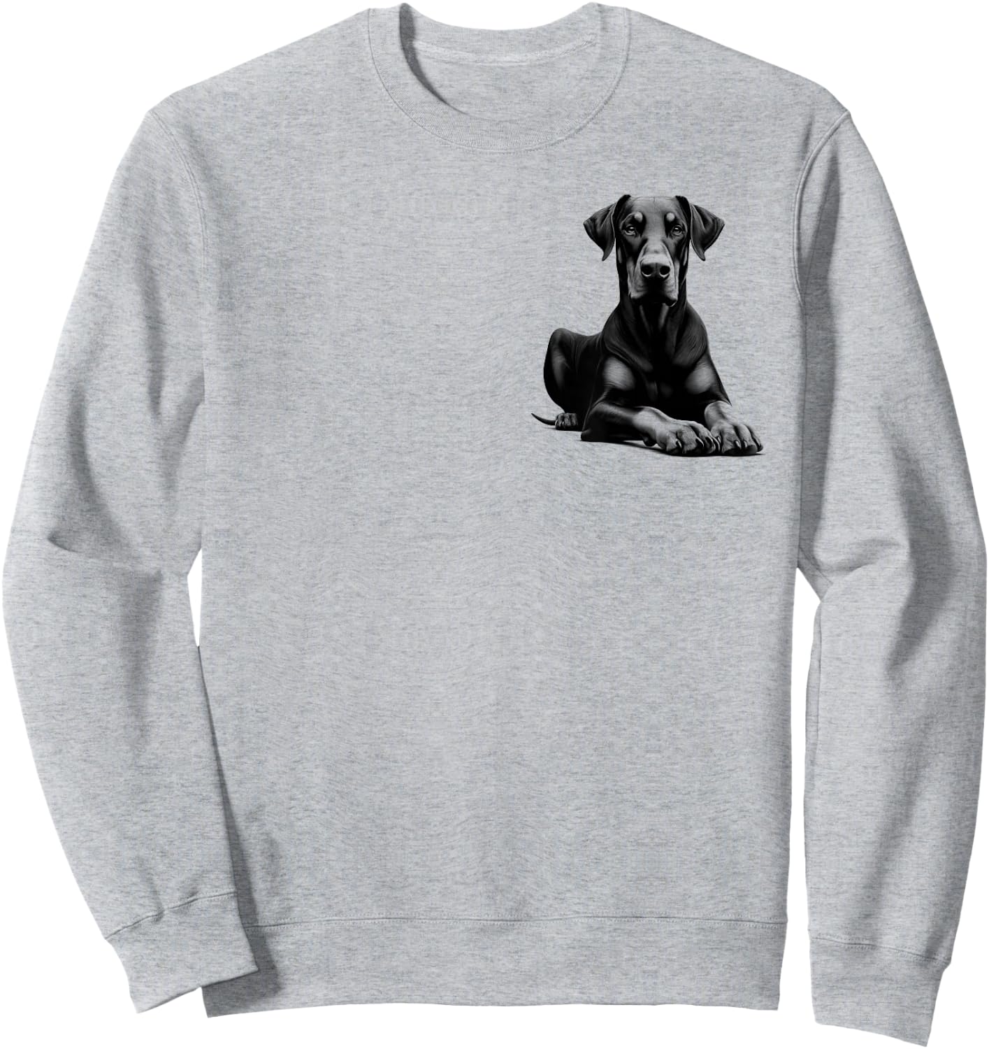 Cool Doberman with Floppy Ears - Lying Pose on Chest Sweatshirt - Sweatshirt | Ash