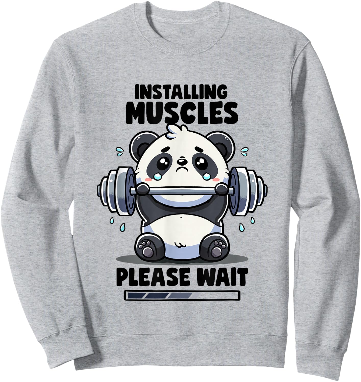 Installing Muscles Please Wait Panda Lifting Gym Quote Panda Sweatshirt - Sweatshirt | Ash