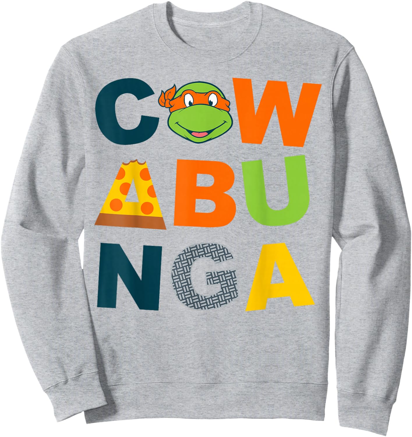 Teenage Mutant Ninja Turtles Cowabunga Large Lettered Sweatshirt - Sweatshirt | Ash