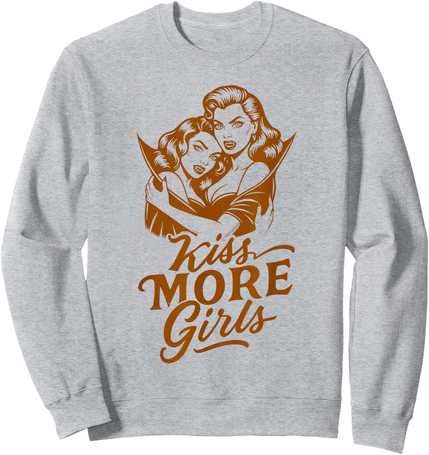 Halloween Vibes Lesbian LGBT Pride Vampire Kiss More Girls Sweatshirt - Sweatshirt | Ash