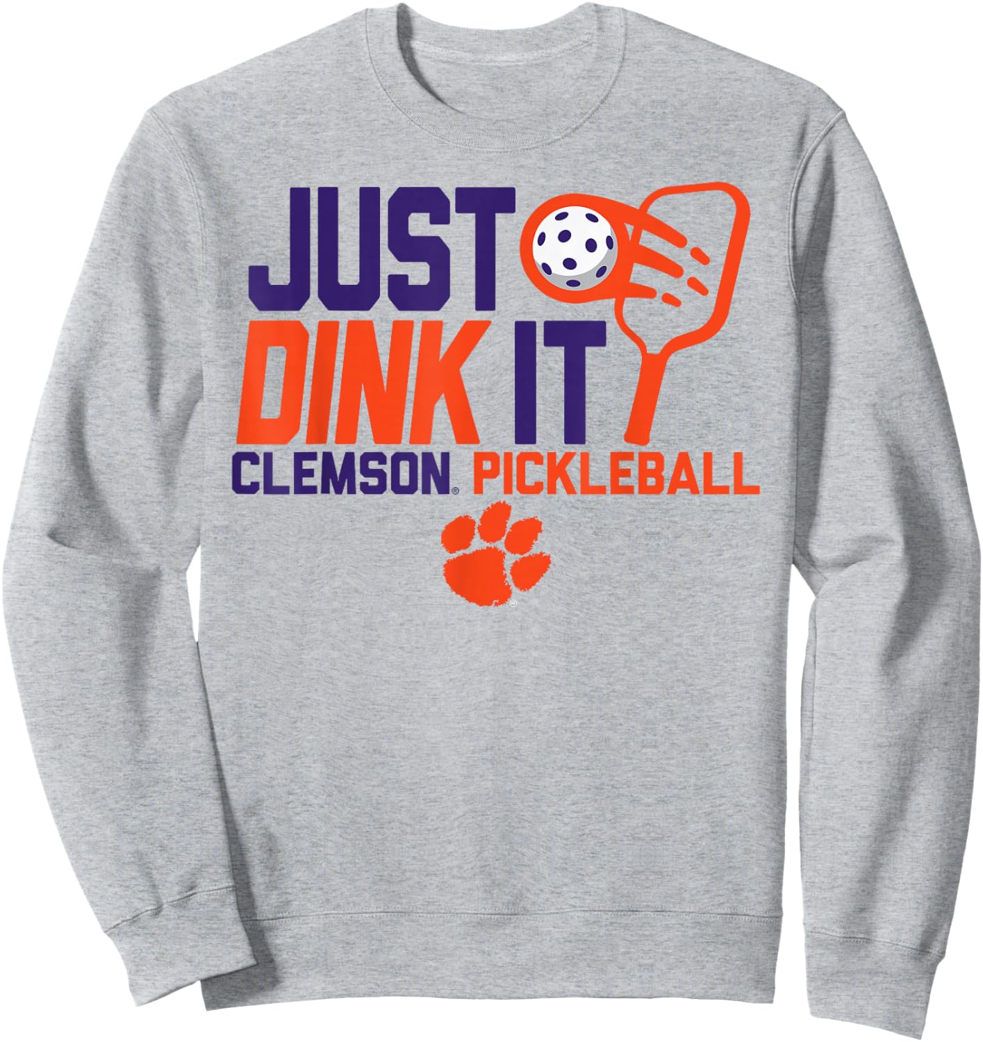 Clemson Tigers Pickleball Dink Gray Officially Licensed Sweatshirt - Sweatshirt | Ash