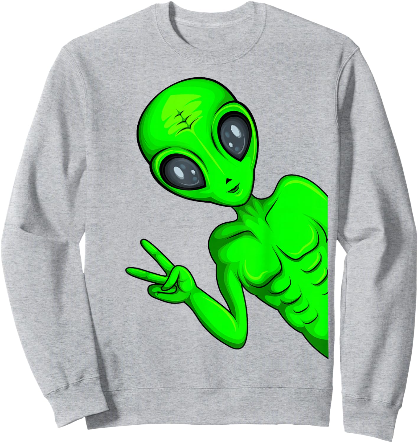 Green Alien Ufo Boys Kids Women Men Sweatshirt - Sweatshirt | Ash
