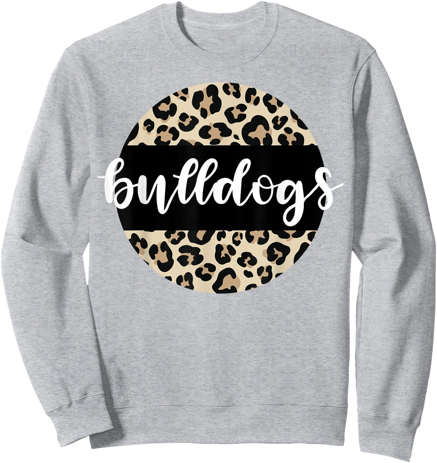 Leopard Print Bulldogs Team Mascot School Spirit Game Night Sweatshirt - Sweatshirt | Ash
