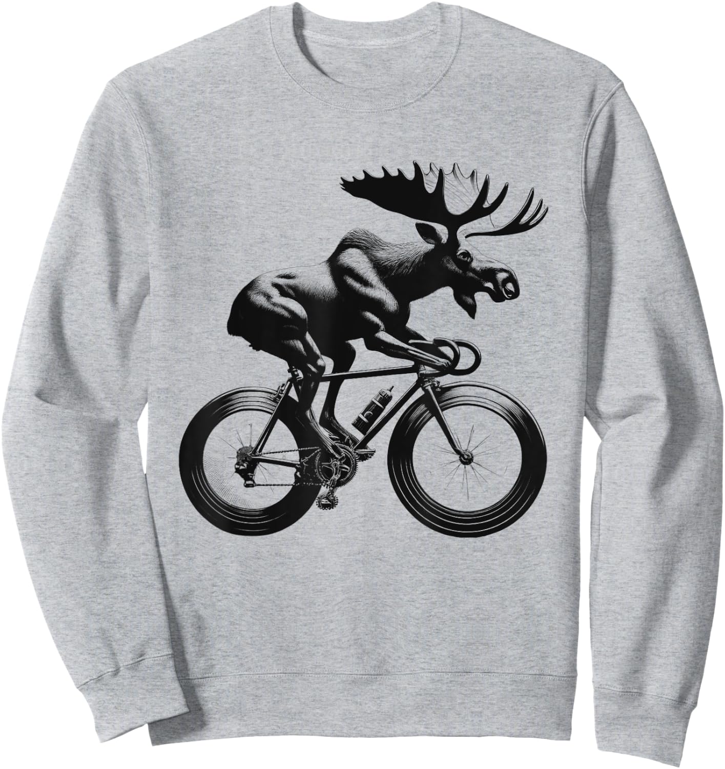 Moose Riding Bike Biker Bicycle Lover Biking Sweatshirt - Sweatshirt | Ash