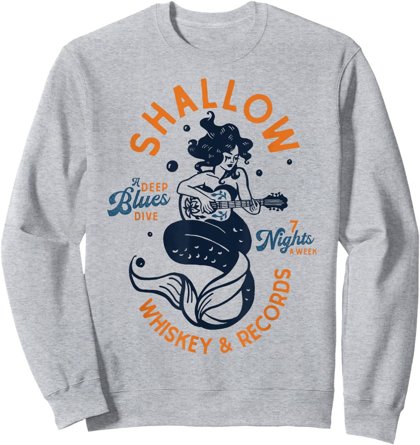 Vintage Music Venue Shirt: Whiskey Dive Bar Mermaid Guitar Sweatshirt - Sweatshirt | Ash