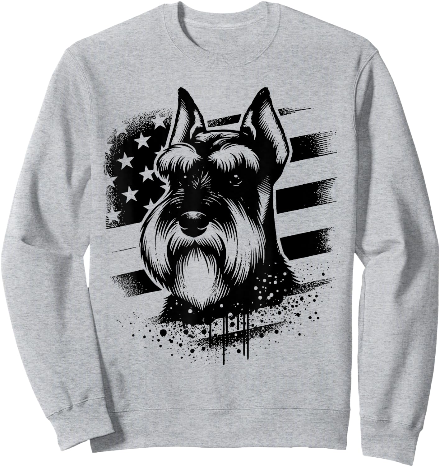 Standard Schnauzer 4th Of July Patriotic Dog American Flag Women Kids Men Sweatshirt - Sweatshirt | Ash