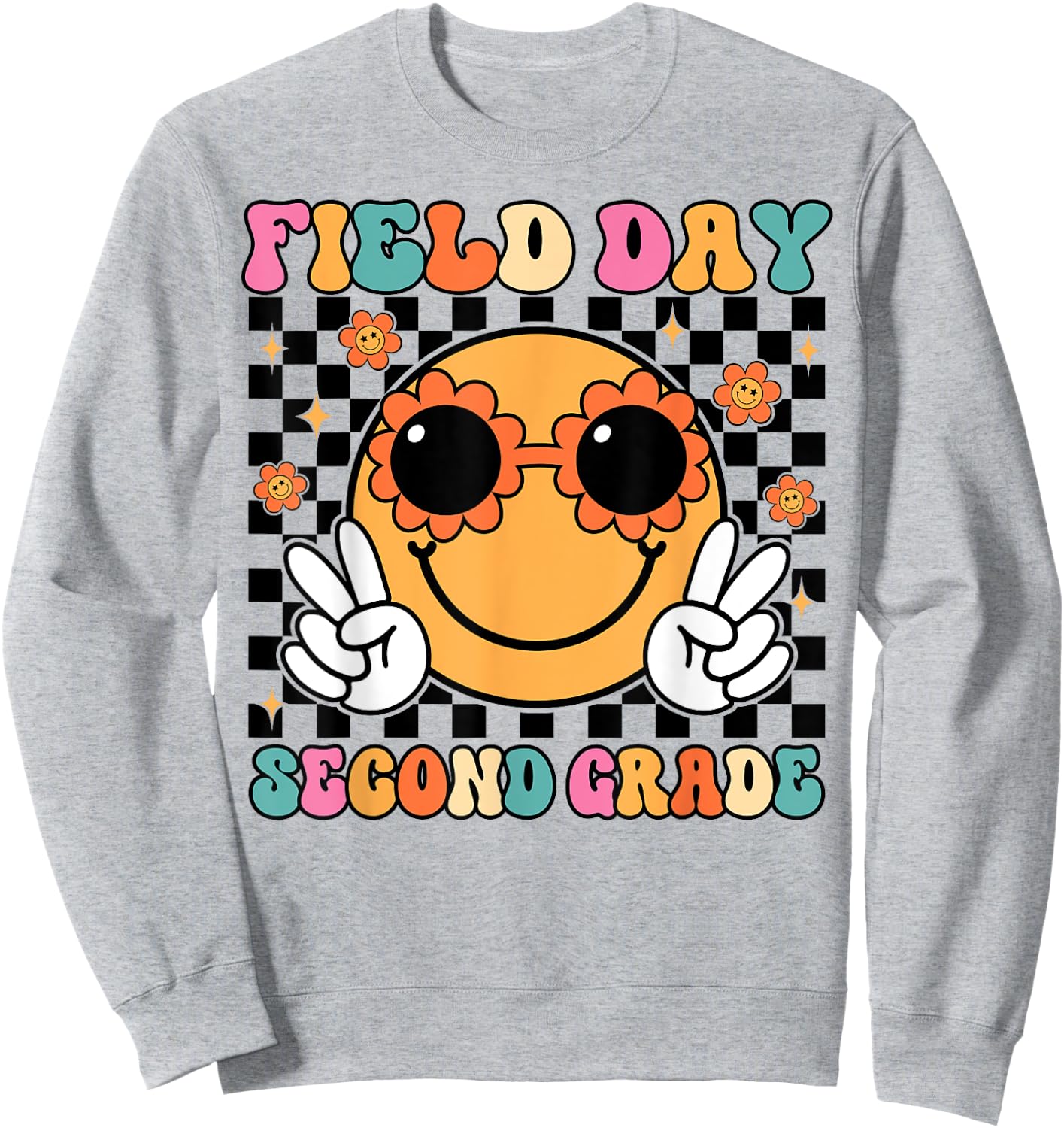 Field Day Second 2nd Grade Teacher Kids Trip School Groovy Sweatshirt - Sweatshirt | Ash