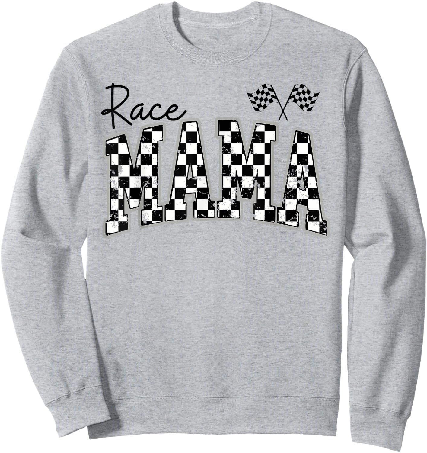 Race Mama Checkered Flag Racing Mom Sweatshirt - Sweatshirt | Ash