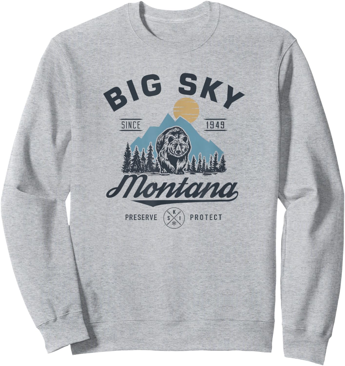 Big - Sky Montana snow Skiing trendy Retro lodge Sweatshirt - Sweatshirt | Ash