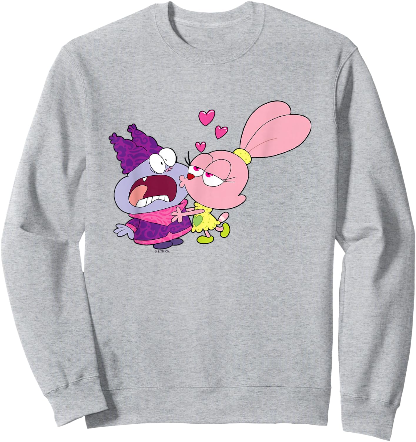 Chowder Valentine's Day Panini Kissing A Terrified Chowder Sweatshirt - Sweatshirt | Ash