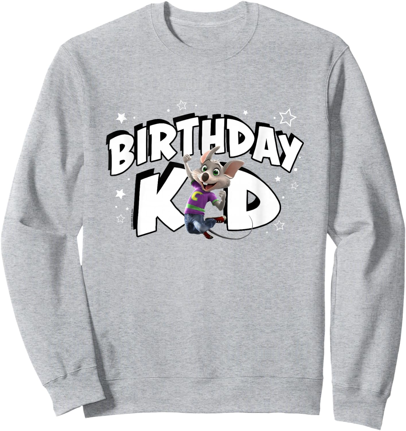 Chuck E. Cheese Birthday Kid Celebration Chuck Logo Sweatshirt - Sweatshirt | Ash