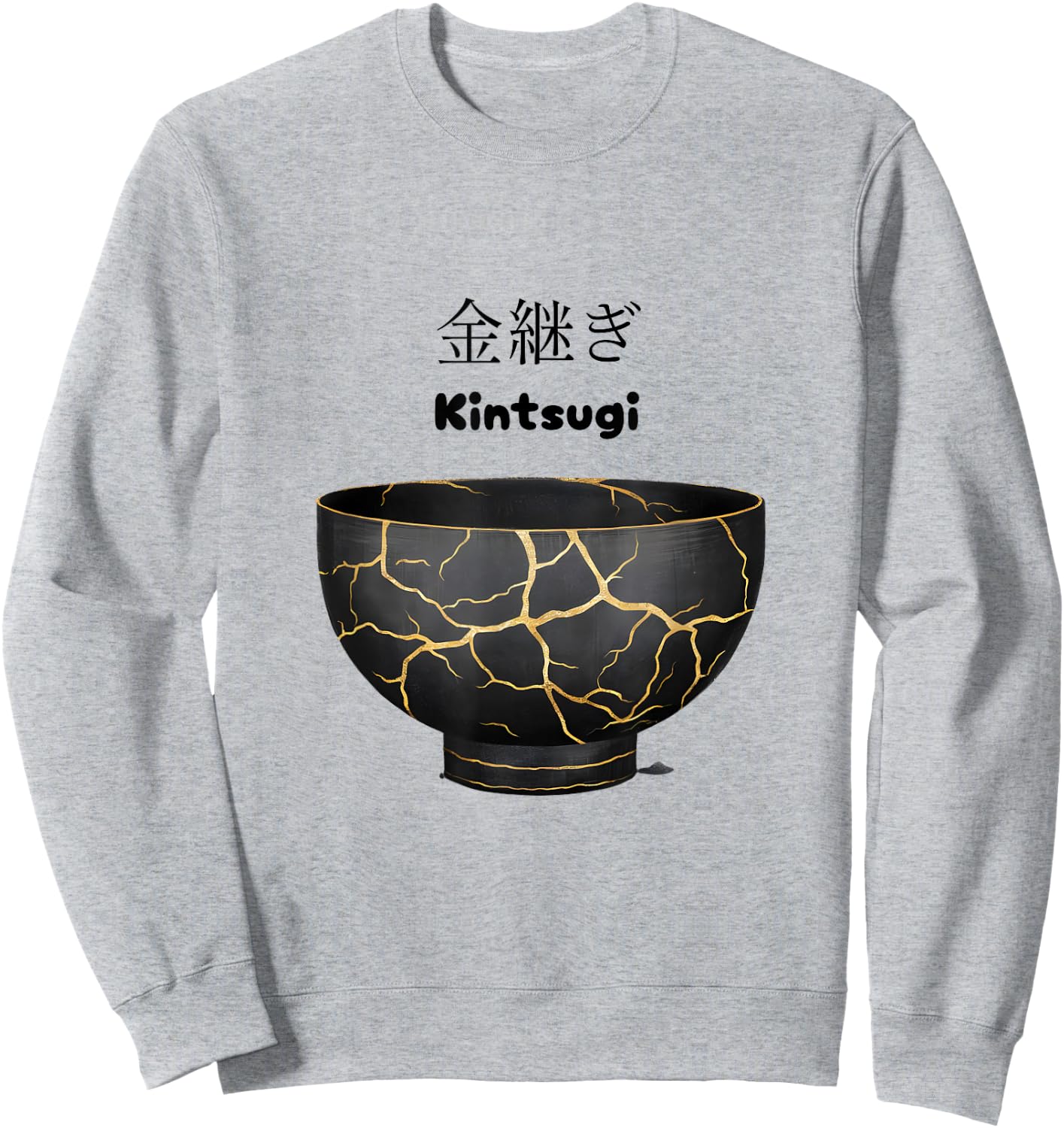Japanese Kintsugi Bowl - Handcrafted Ceramic Art Sweatshirt - Sweatshirt | Ash