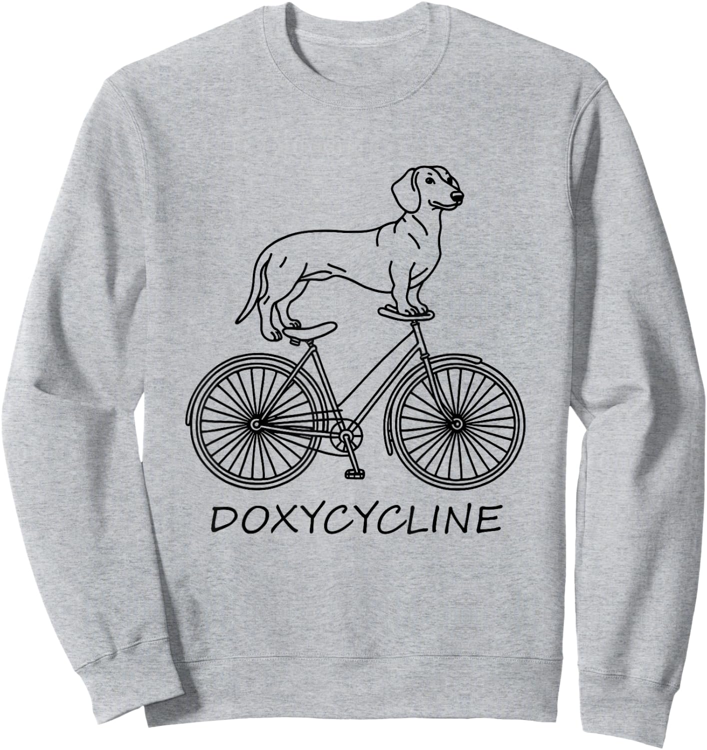 Dachshund on Bicycle Doxycycline Pharmacy Pun Dog Pharmacist Women Sweatshirt - Sweatshirt | Ash