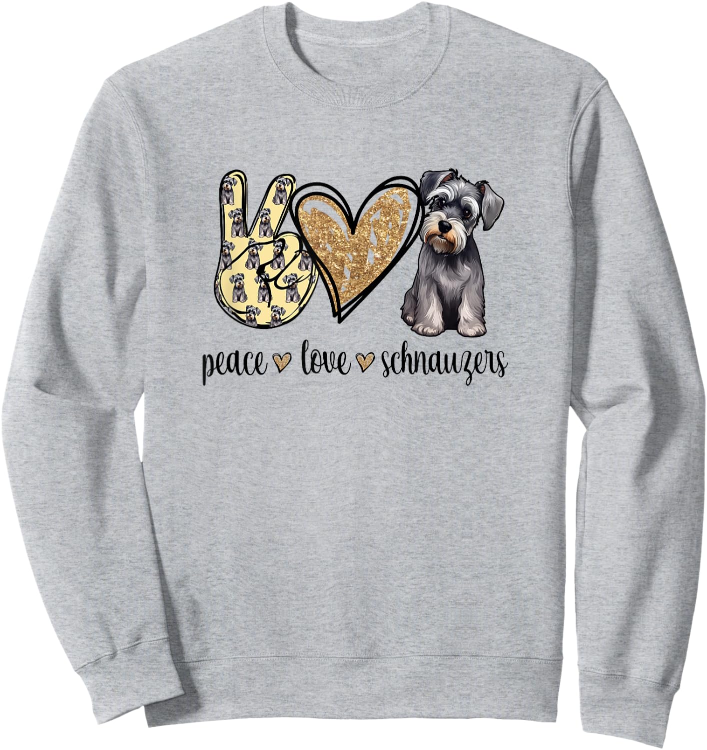 Funny Peace Love Miniature Schnauzer Lover Sweatshirt - Sweatshirt | Ash
