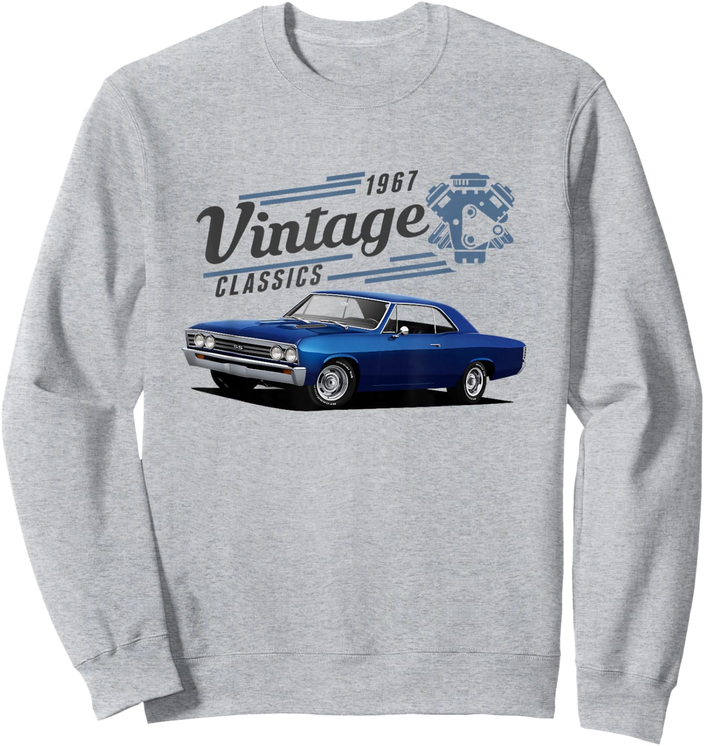 1967 67 Chevelle SS Trending Chevys Vintage Muscle Car Sweatshirt - Sweatshirt | Ash