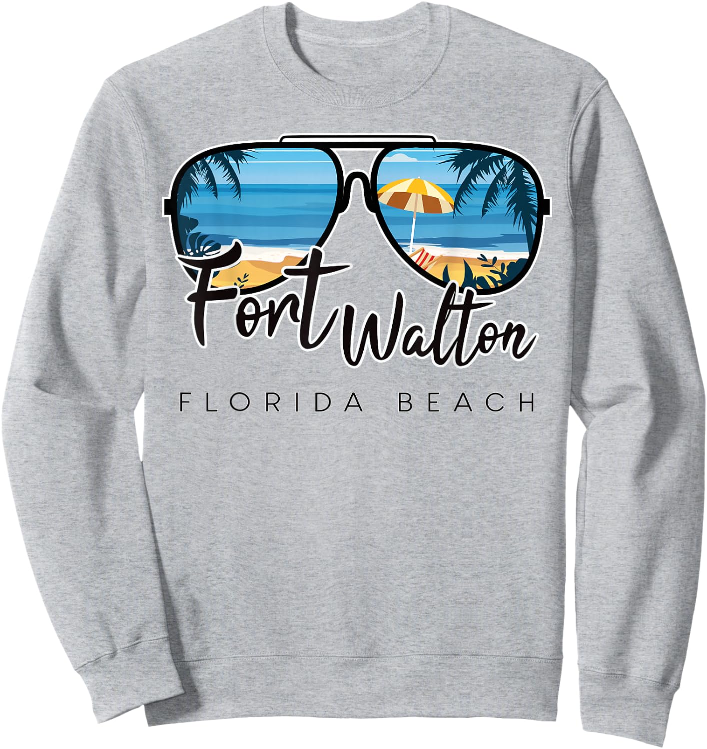 Fort Walton Beach Florida Palm Tree Sunglasses Souvenir Sweatshirt - Sweatshirt | Ash
