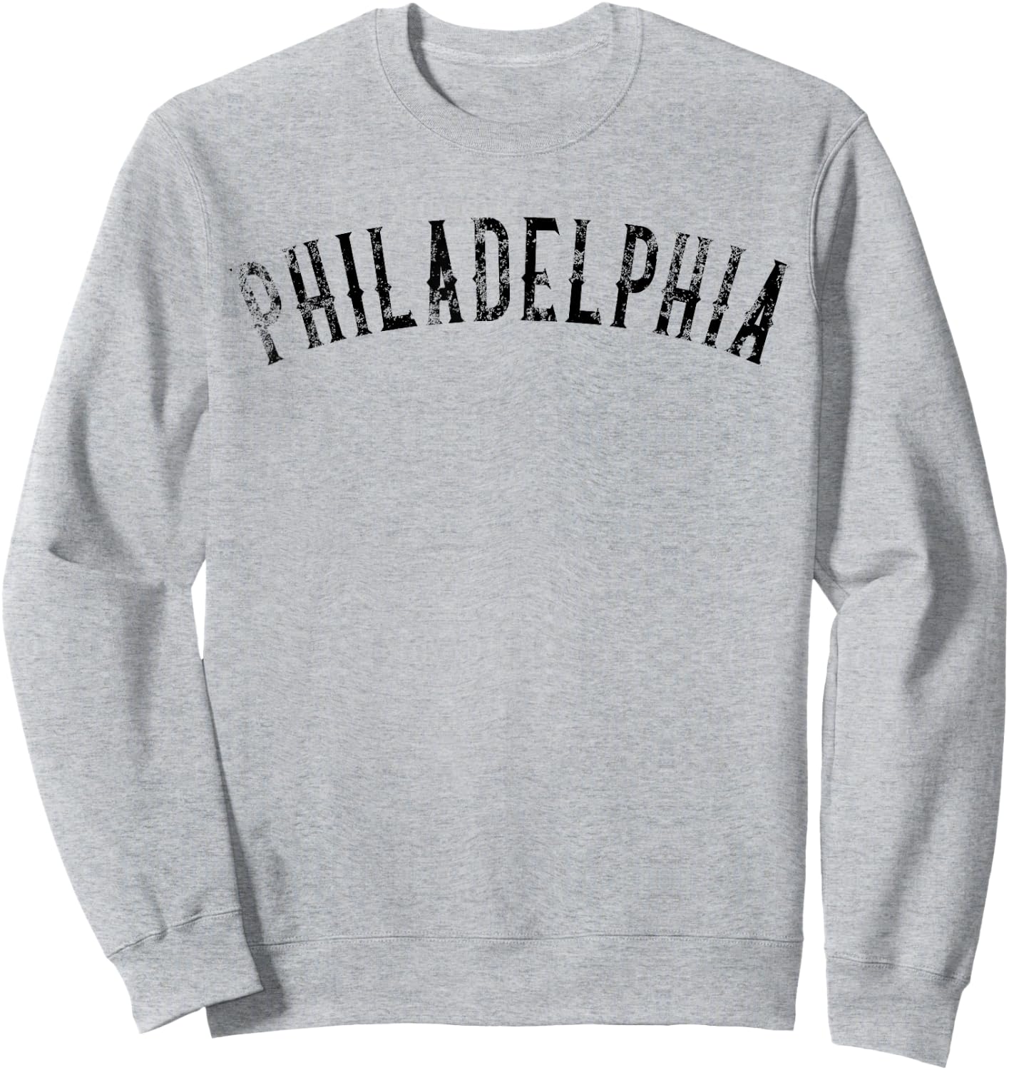 Vintage Philadelphia Distressed Philly Black Text Apparel Sweatshirt - Sweatshirt | Ash