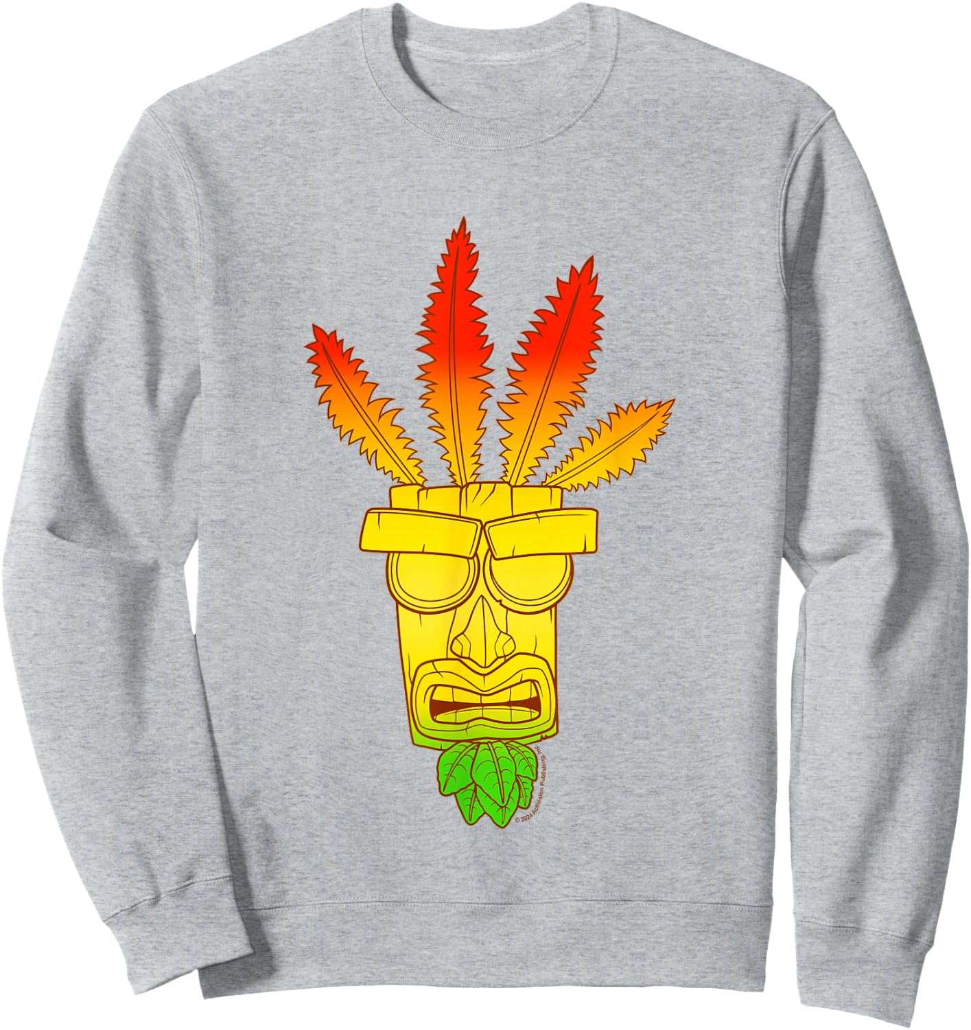 Crash Bandicoot Aku Aku Gradient Colors Chest Logo Sweatshirt - Sweatshirt | Ash