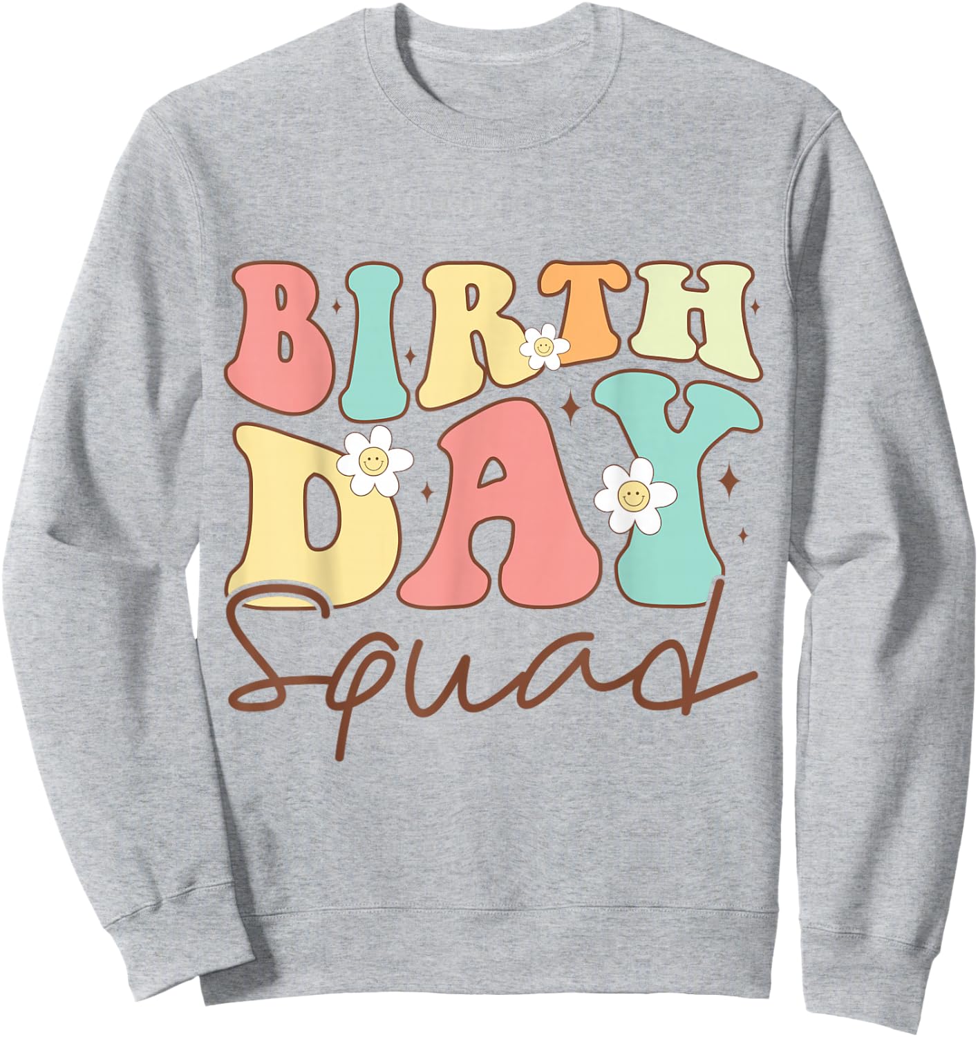 Retro Birthday Squad Matching Family Group Birthday Team Sweatshirt - Sweatshirt | Ash