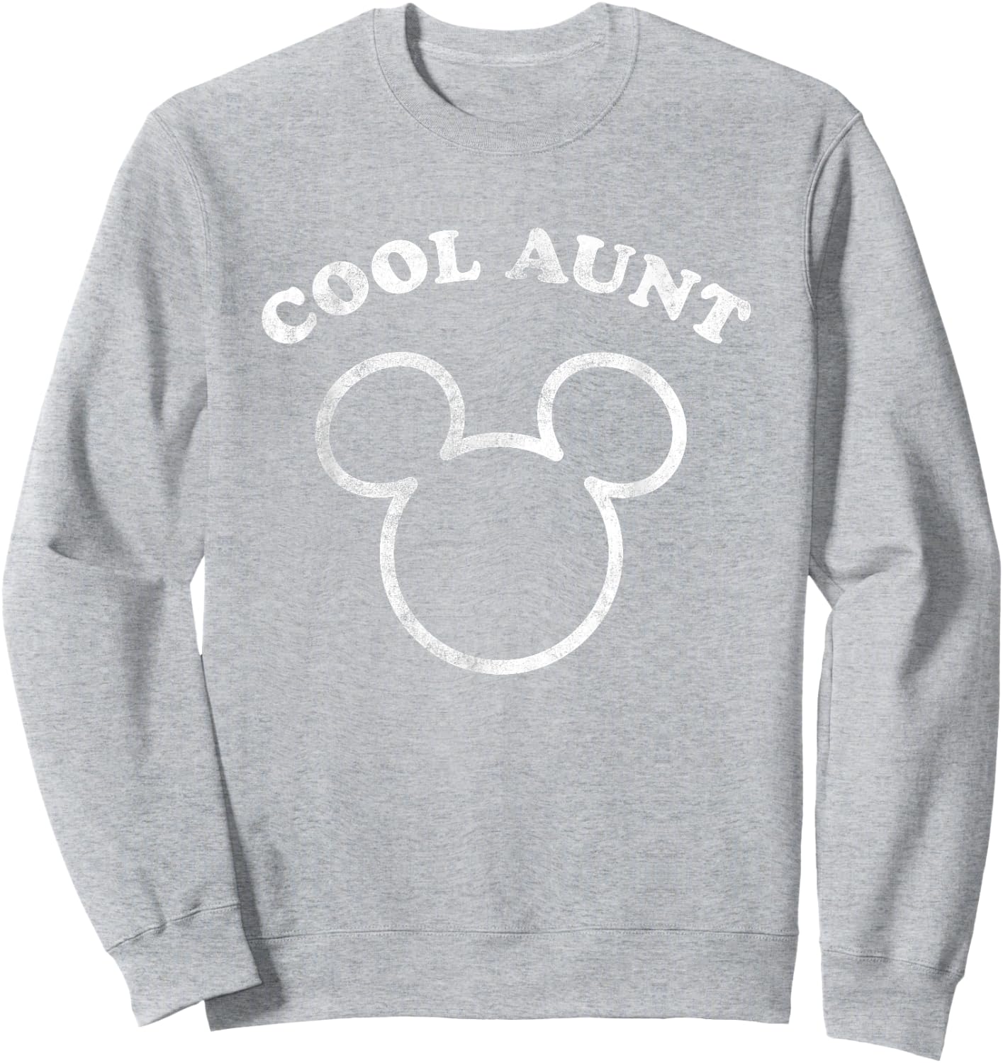 Disney Mickey And Friends Cool Aunt Distressed Chest Logo Sweatshirt - Sweatshirt | Ash