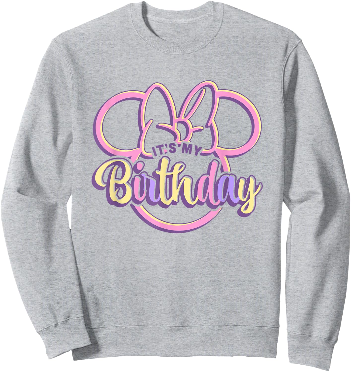 Disney Minnie Mouse It's My Birthday Retro Minnie Ears Logo Sweatshirt - Sweatshirt | Ash