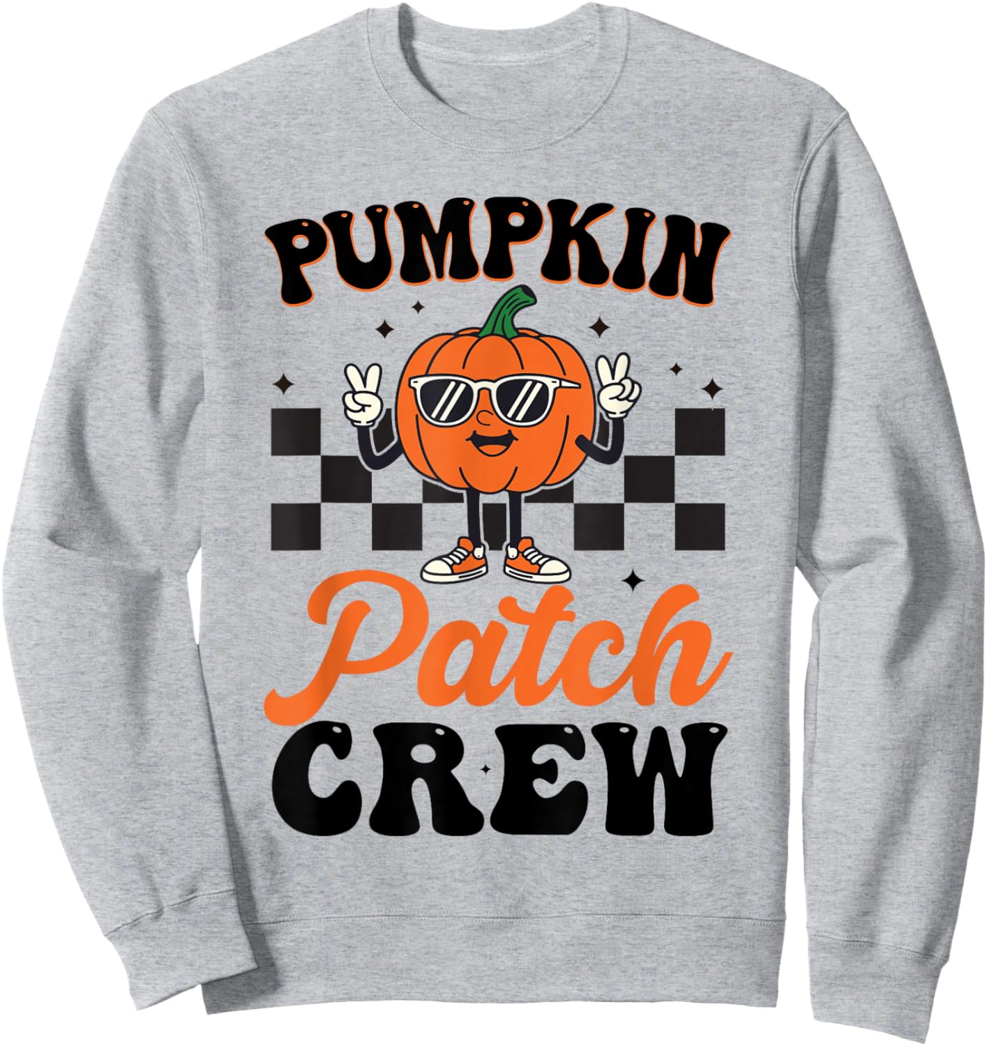 Pumpkin Patch Crew Matching Family Halloween Groovy Sweatshirt - Sweatshirt | Ash
