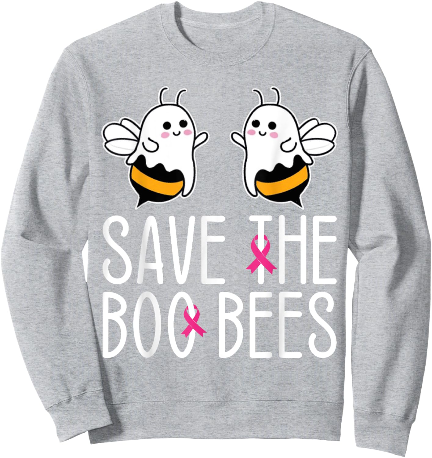 Save The Boo bees Breast Cancer Awareness Halloween Women Sweatshirt - Sweatshirt | Ash