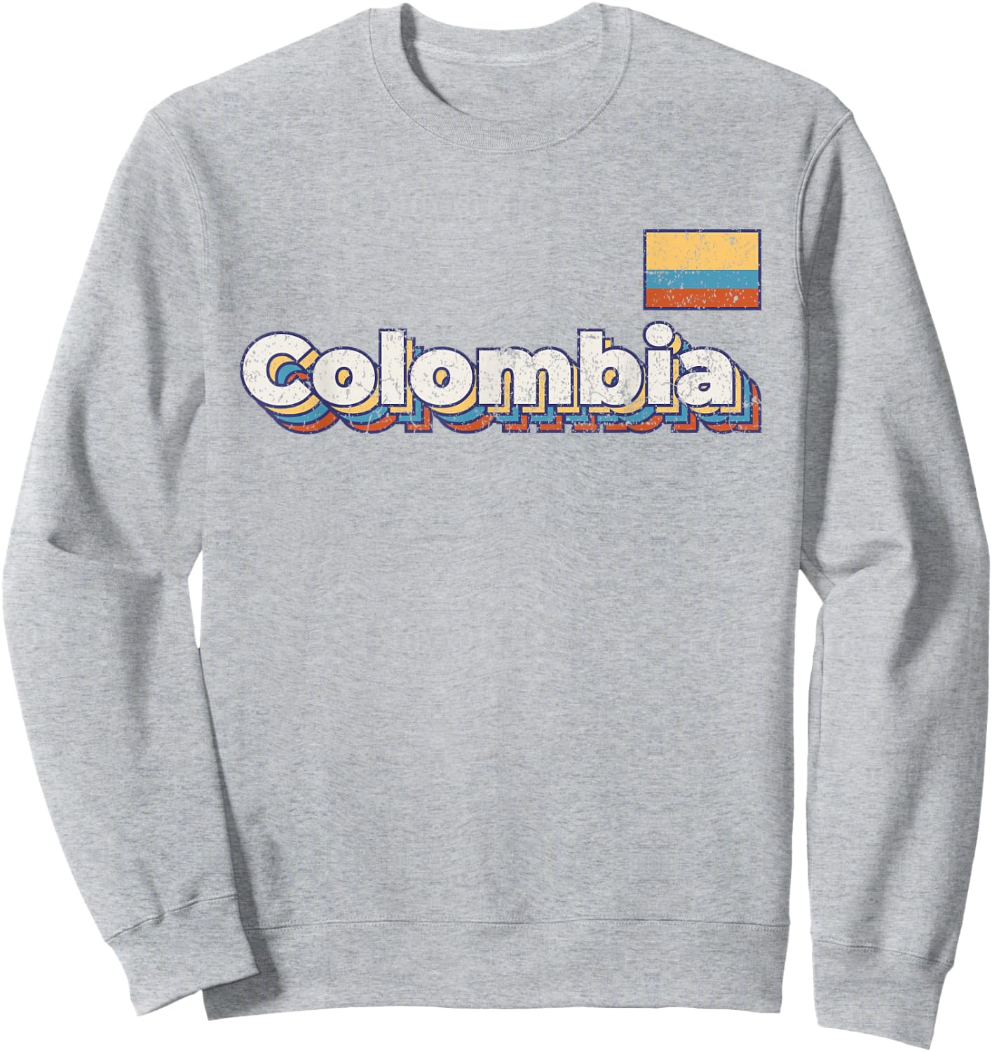 Vintage Retro Faded Colombia Flag Colombian Pride Sweatshirt - Sweatshirt | Ash