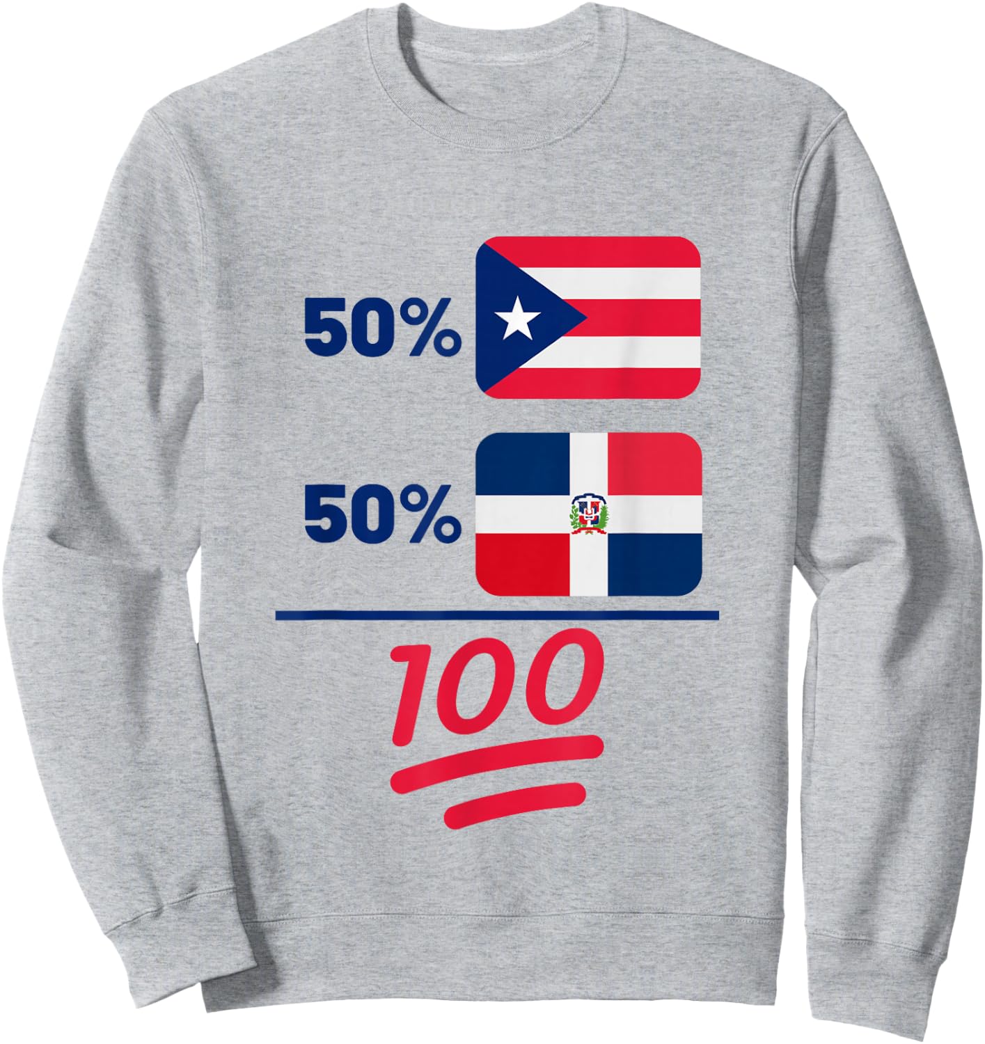 Puerto Rican Plus Dominican Heritage Nationality Flag Sweatshirt - Sweatshirt | Ash