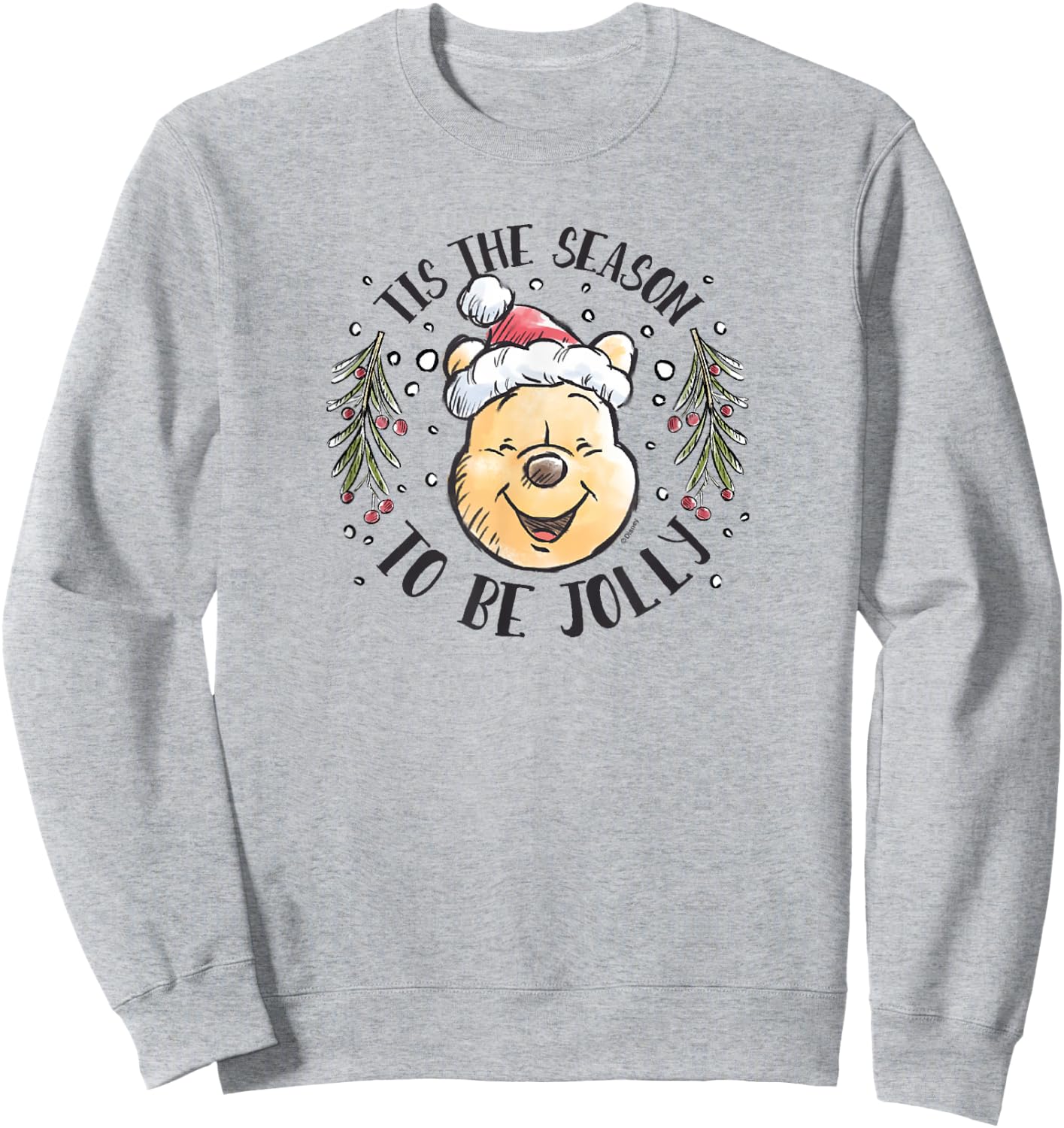 Winnie the Pooh - Tis The Season To Be Jolly Santa Hat Sweatshirt - Sweatshirt | Ash
