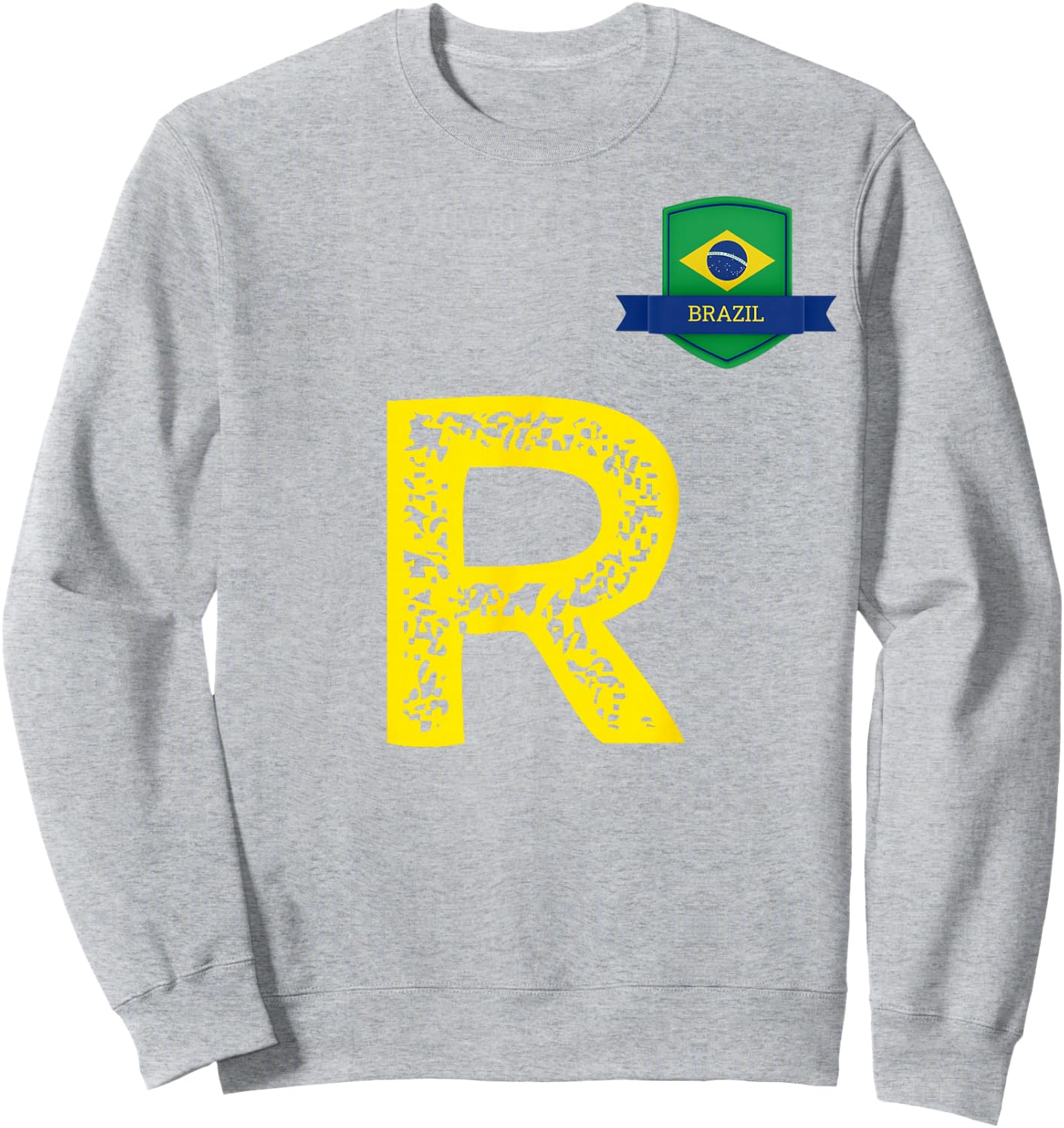 Brazil Human Flag Letter R Brazil Sweatshirt - Sweatshirt | Ash