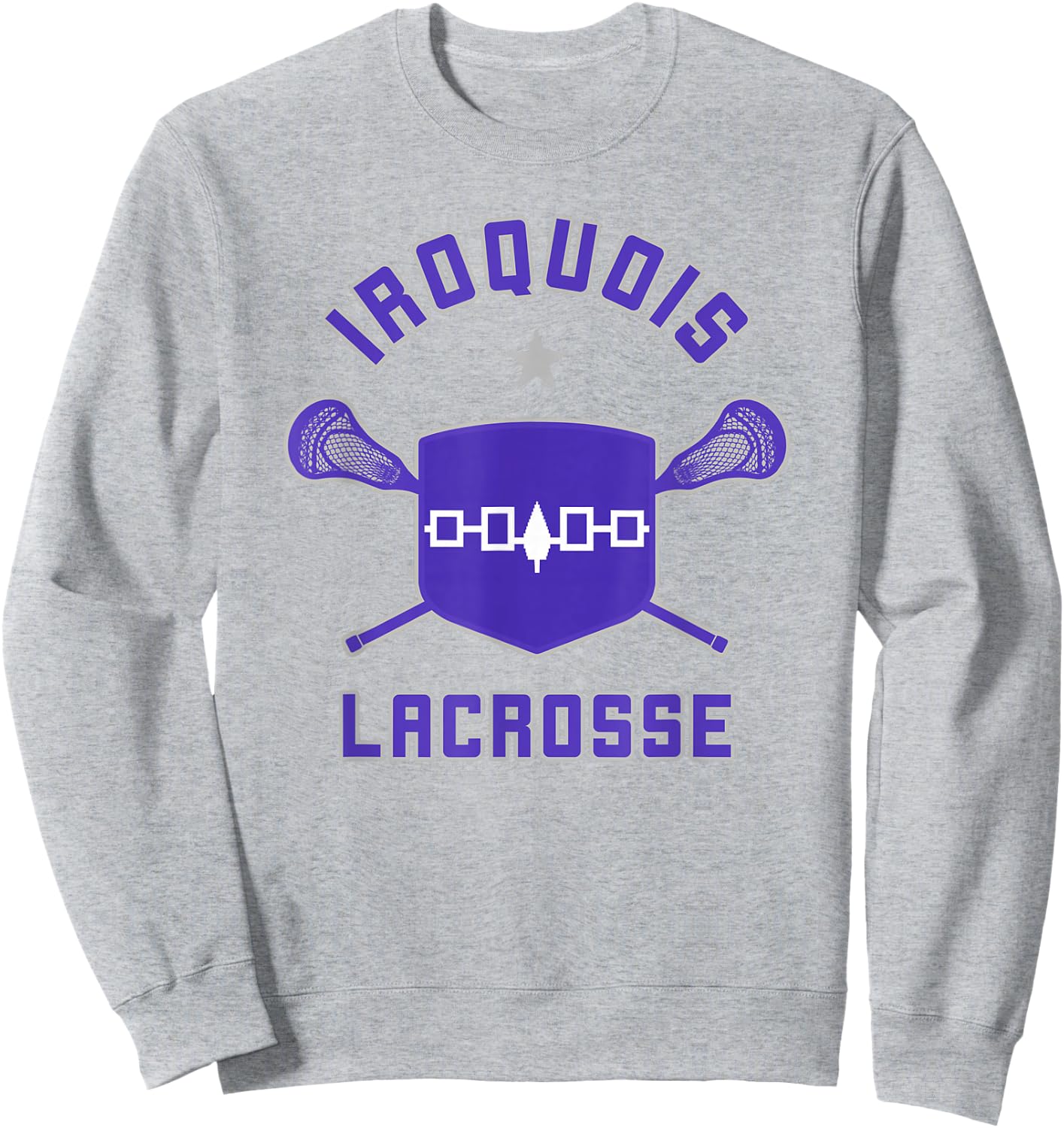 Iroquois Lacrosse Lax Sticks & Flag Sweatshirt - Sweatshirt | Ash