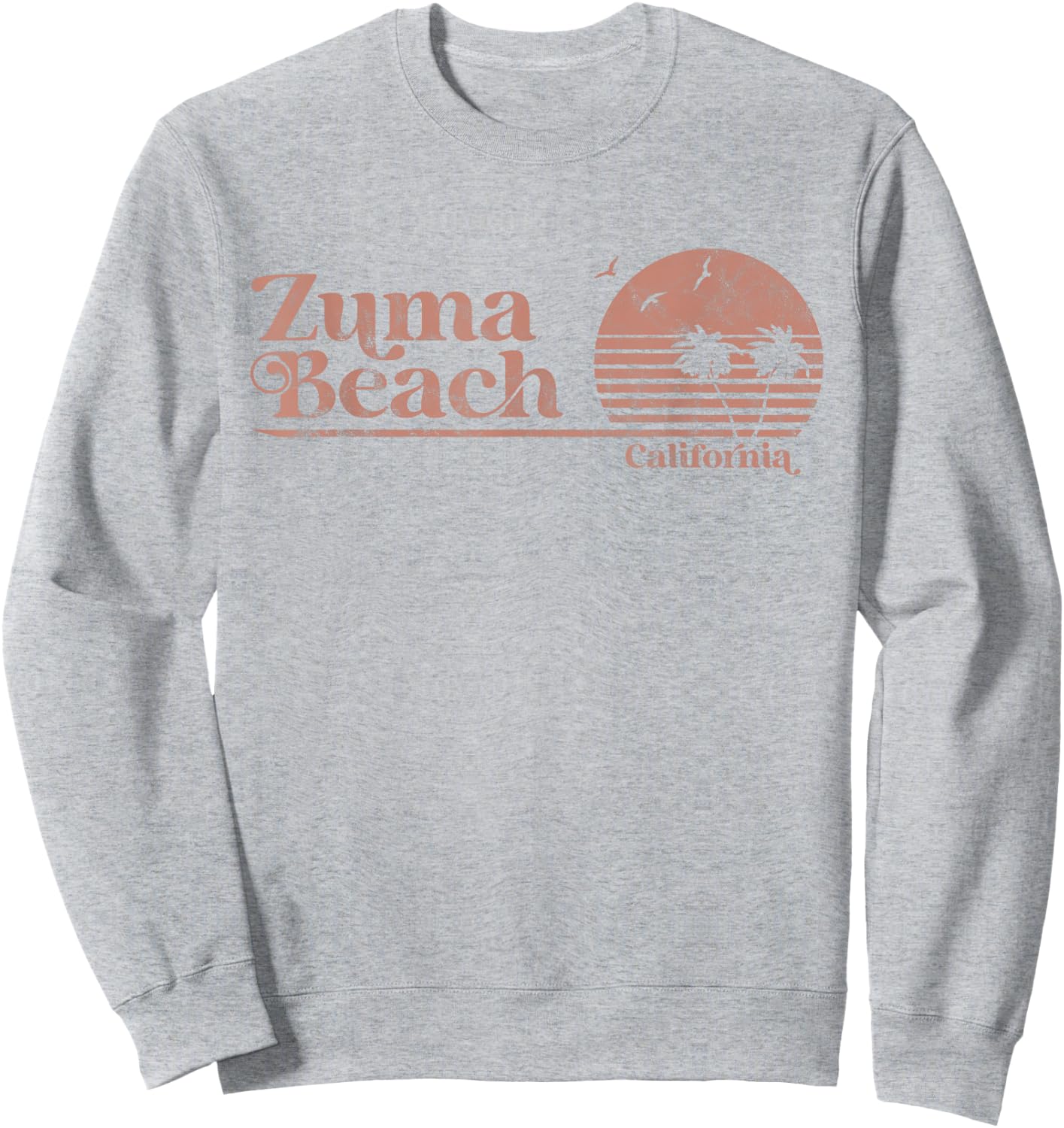 Vintage Zuma Beach California Palm Trees CA Retro Sweatshirt - Sweatshirt | Ash
