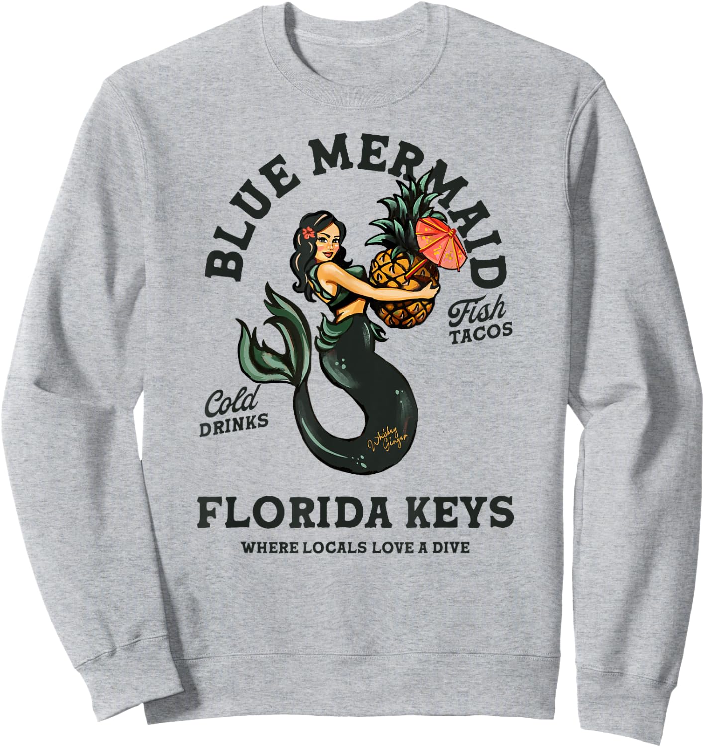 Florida Keys Tiki Bar Mermaid Shirt Pin Up Beach Mermaids Sweatshirt - Sweatshirt | Ash