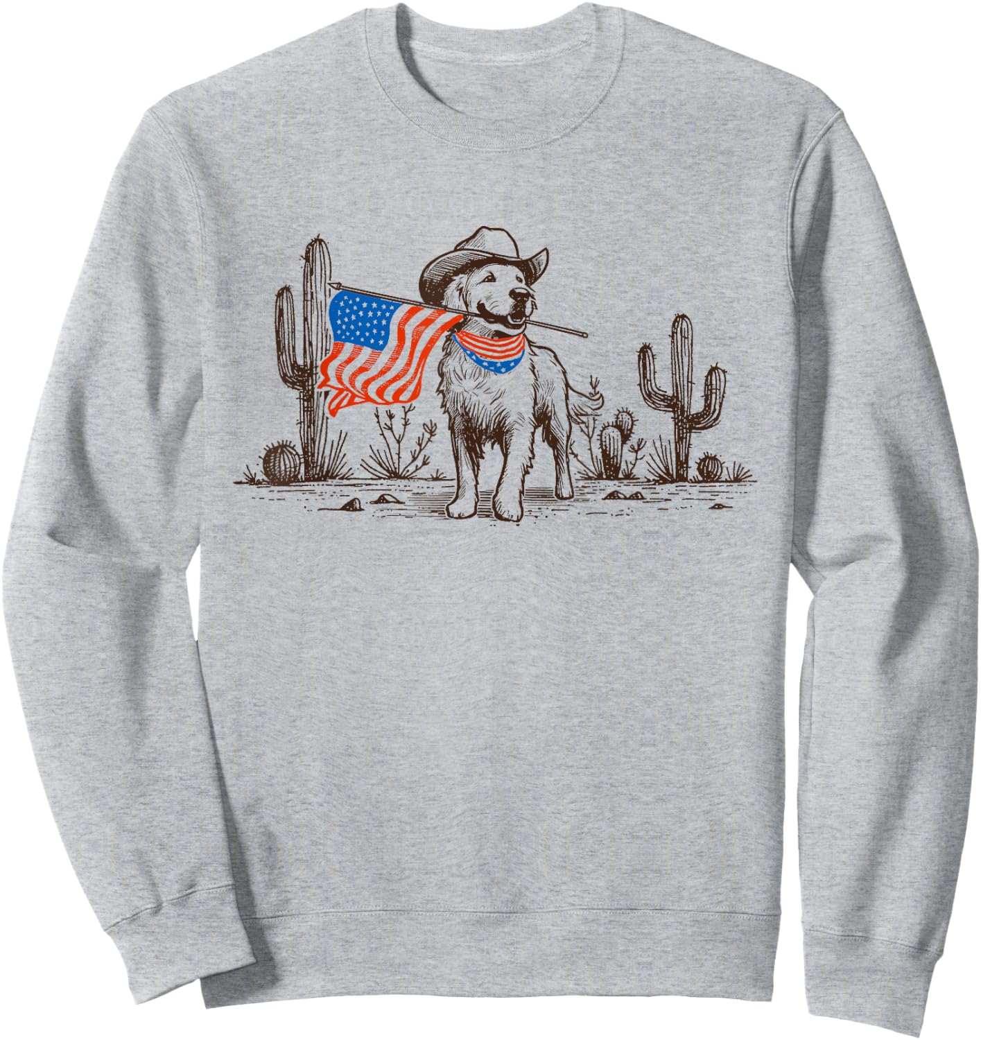 Dog American Flag Dog Cowboy For Dog Dad Men Sweatshirt - Sweatshirt | Ash