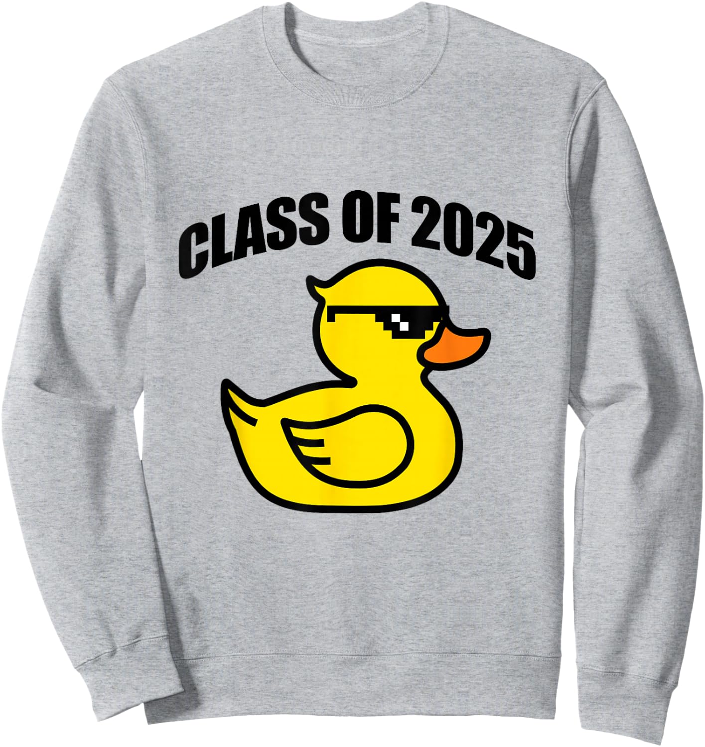 Cool Proud of Class of 2025 with Rubber Yellow Duck Graphic Sweatshirt - Sweatshirt | Ash