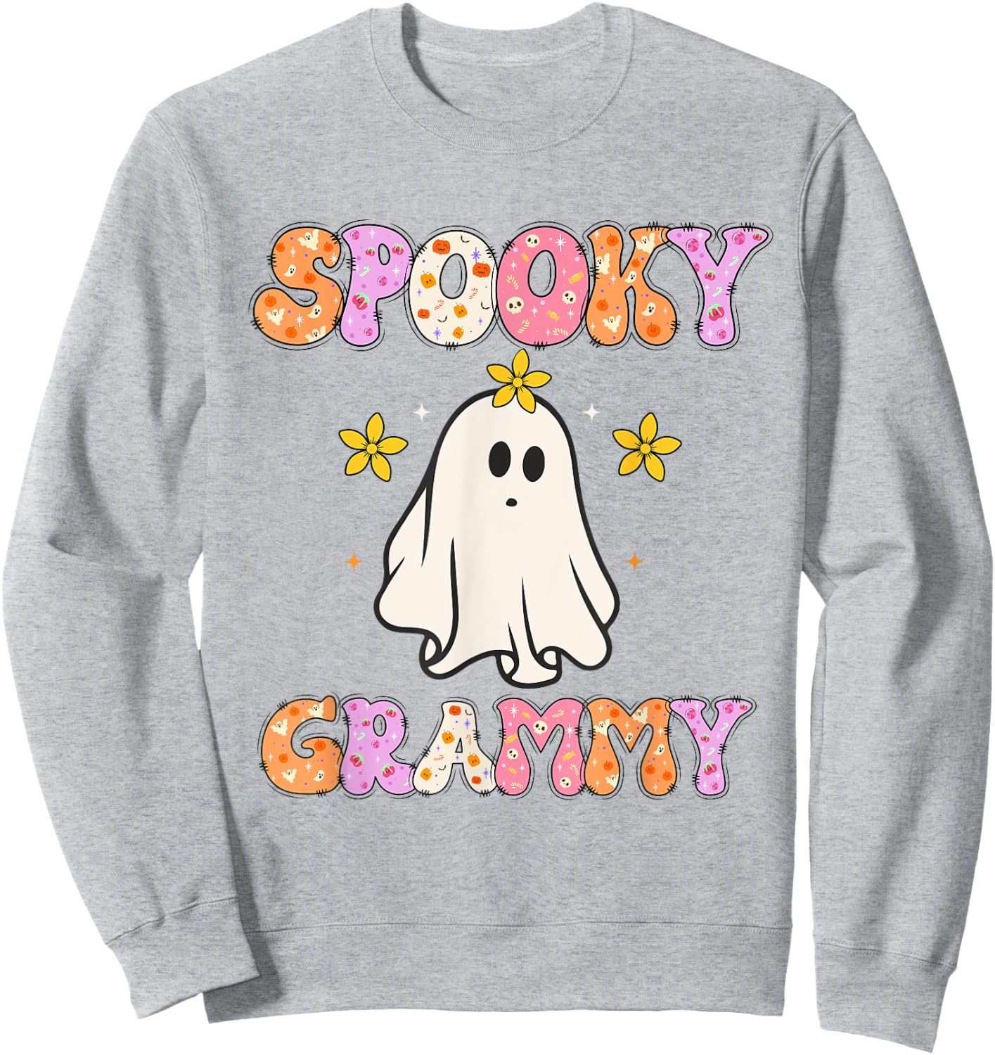 Spooky Grammy Halloween Grandma Groovy Sweatshirt - Sweatshirt | Ash