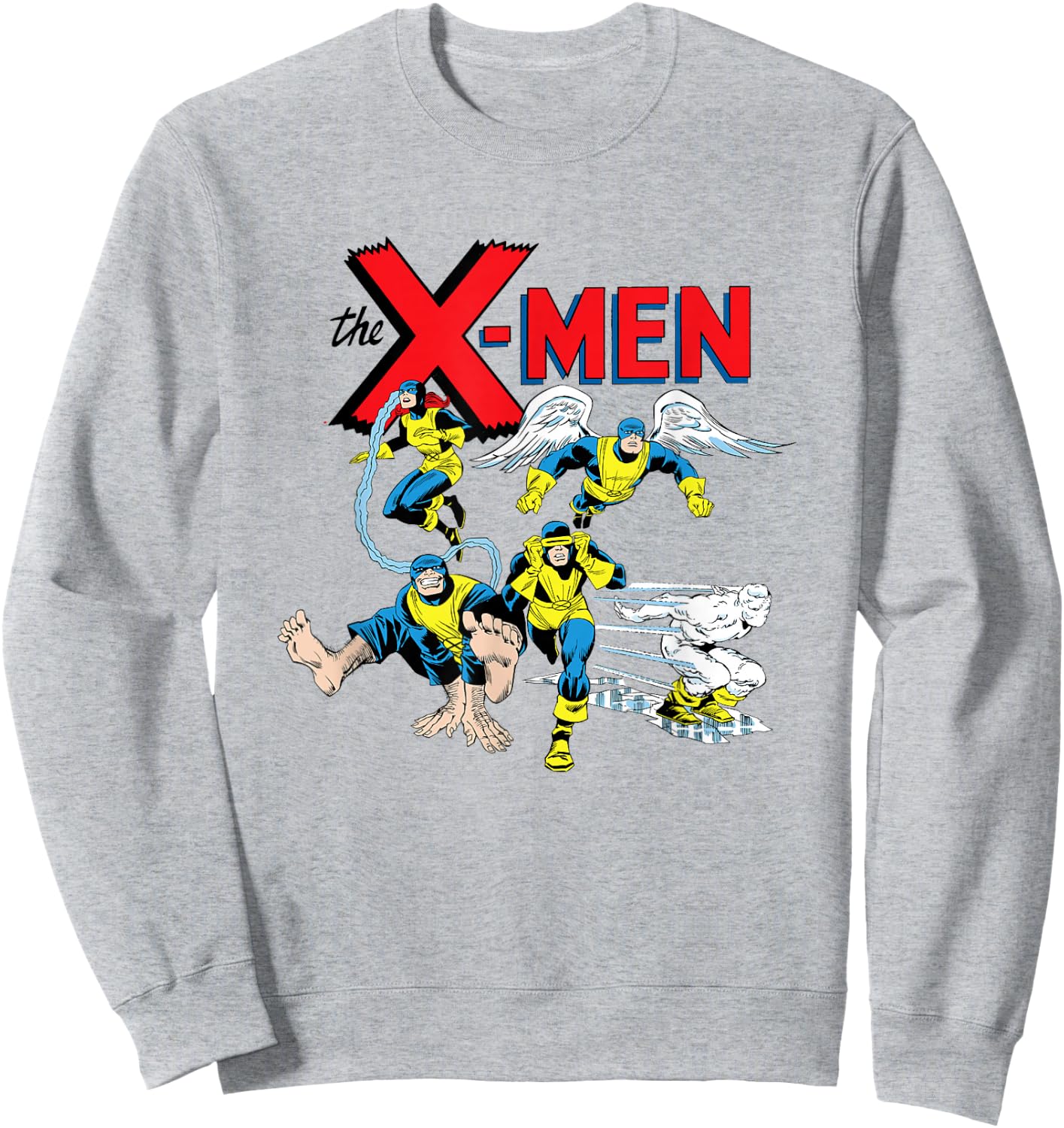 Marvel X-Men Original Group In Action Group Shot Vintage Sweatshirt - Sweatshirt | Ash