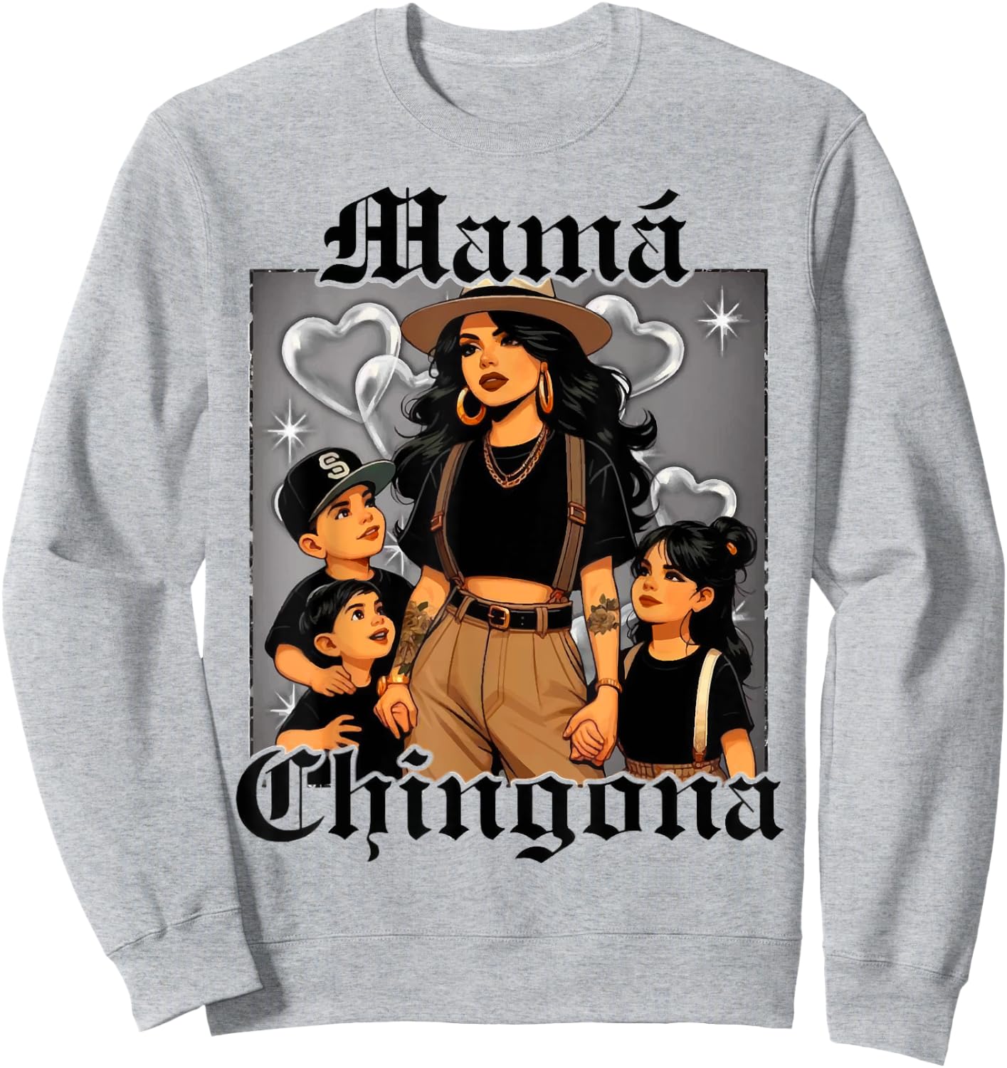 Mama chingona mom of 2 boys and 1 girl Sweatshirt - Sweatshirt | Ash